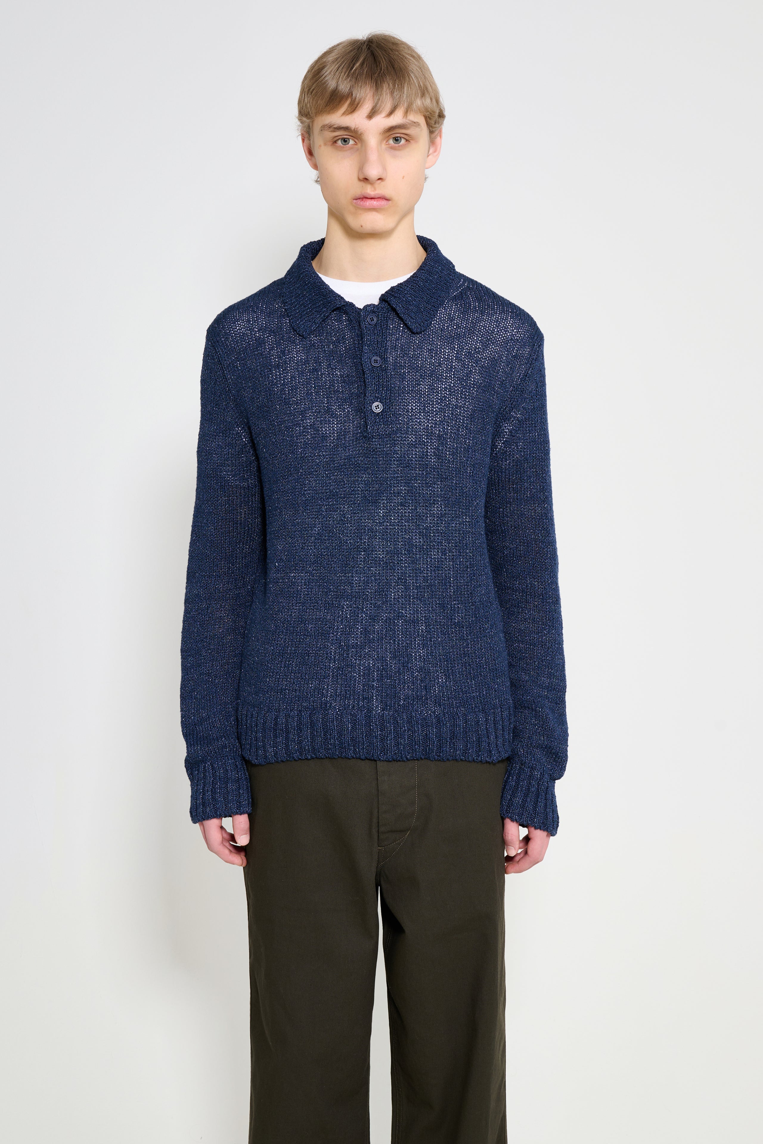 Sunflower Linen Polo Navy