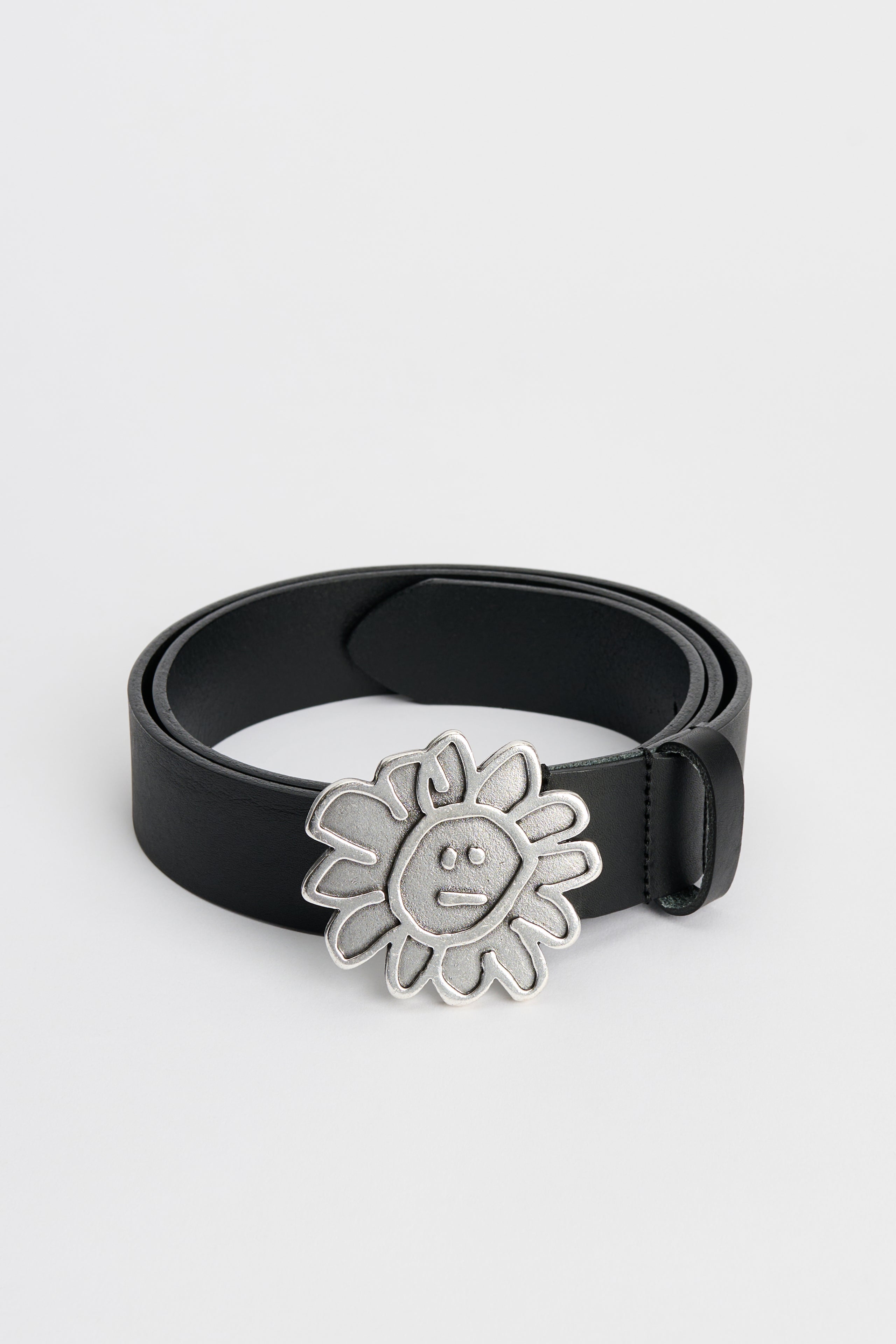 Sunflower Flower Buckle Belt Black