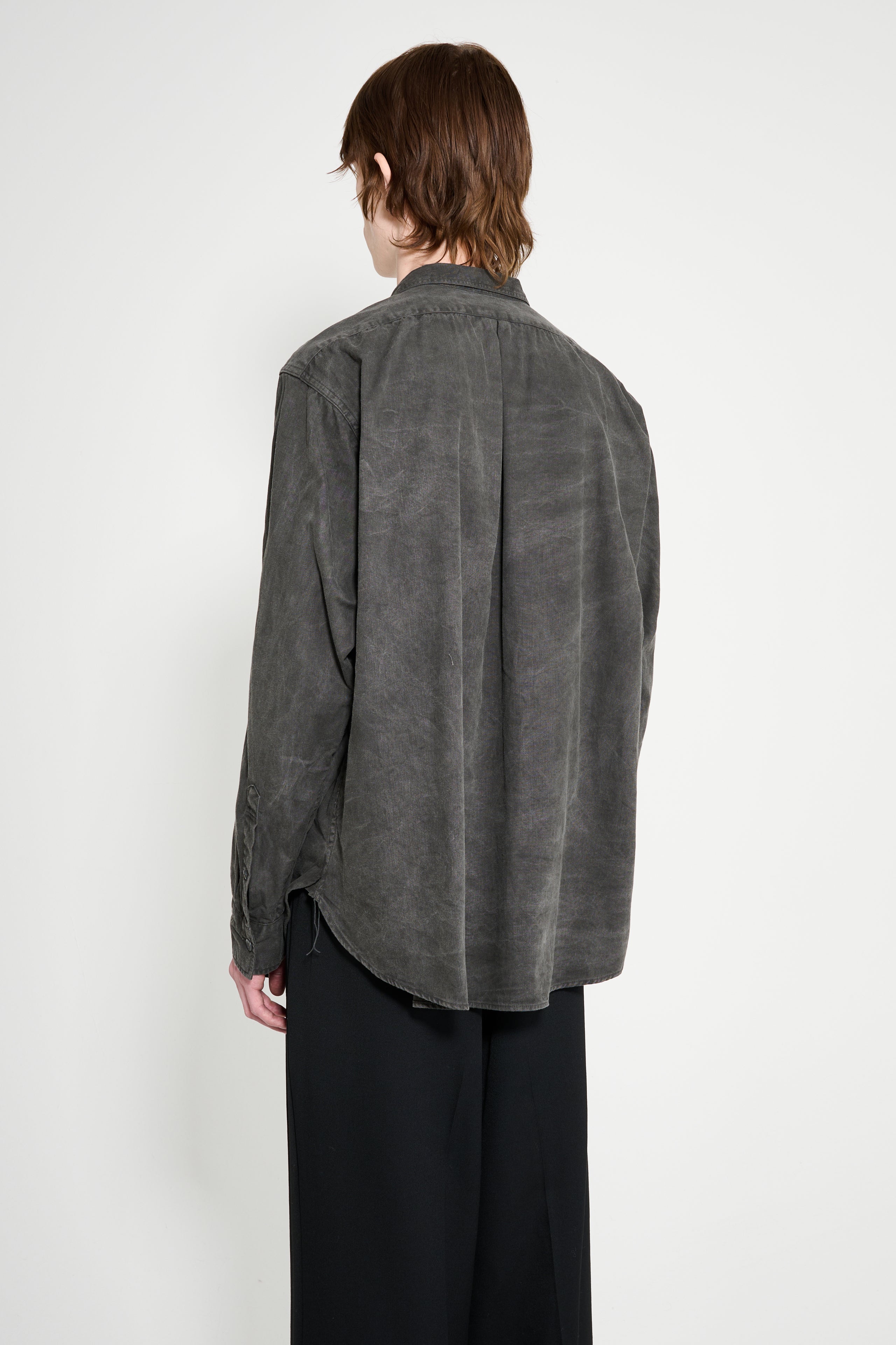 Taiga Takahashi Narrow Collar Shirt Sumi Dyed Black