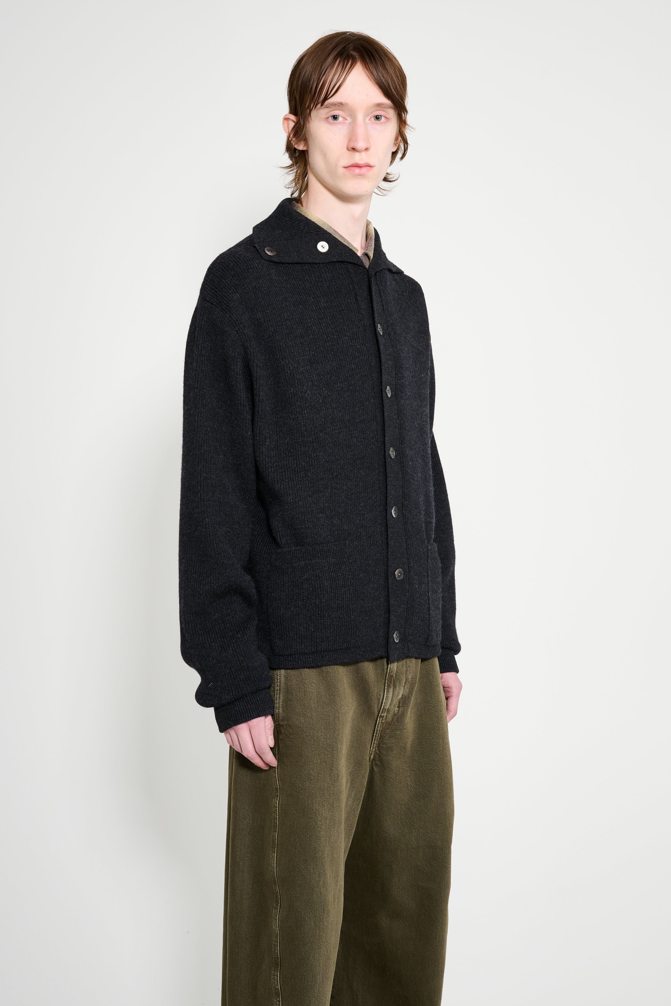 Taiga Takahashi Turtleneck Cardigan Charcoal