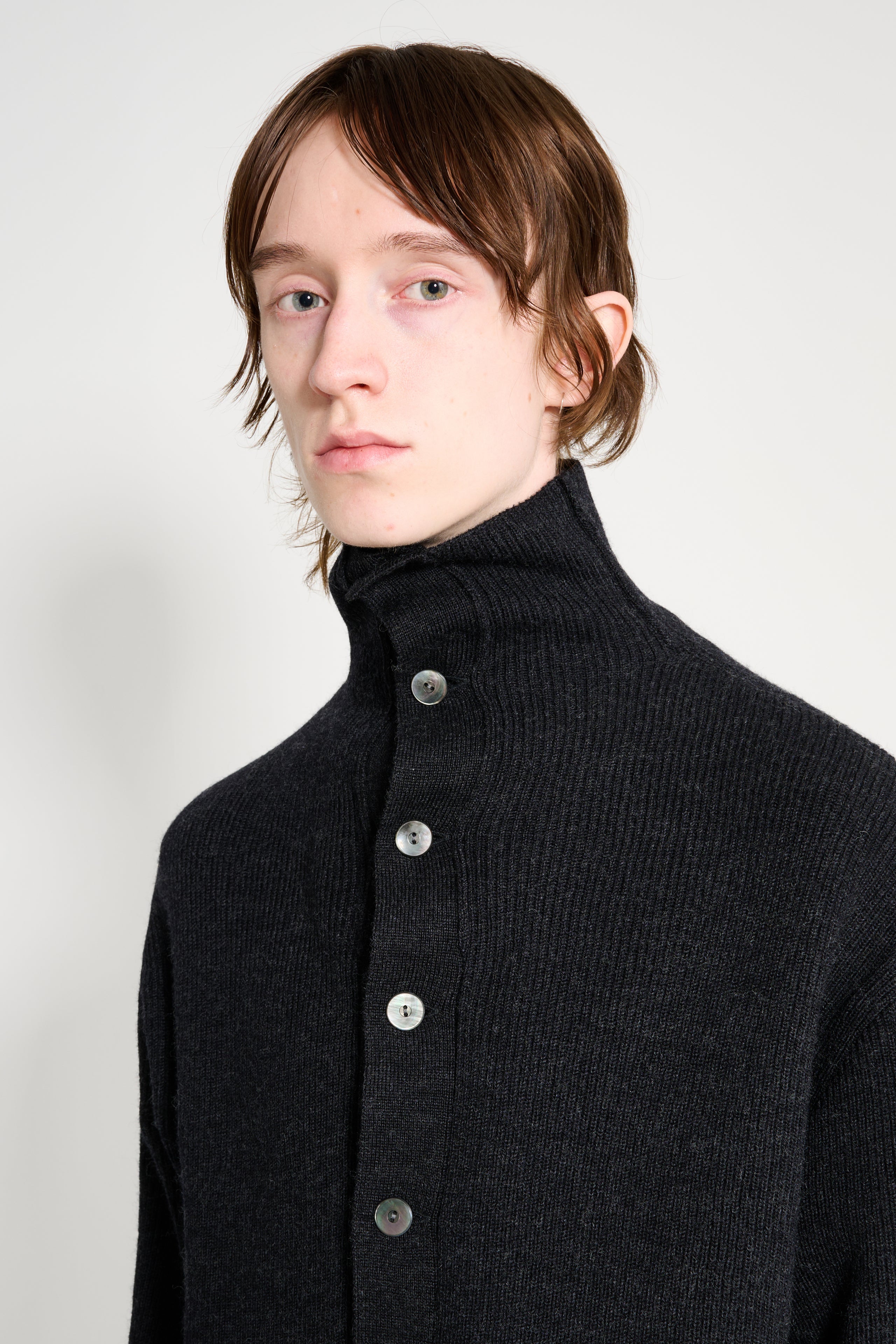 Taiga Takahashi Turtleneck Cardigan Charcoal