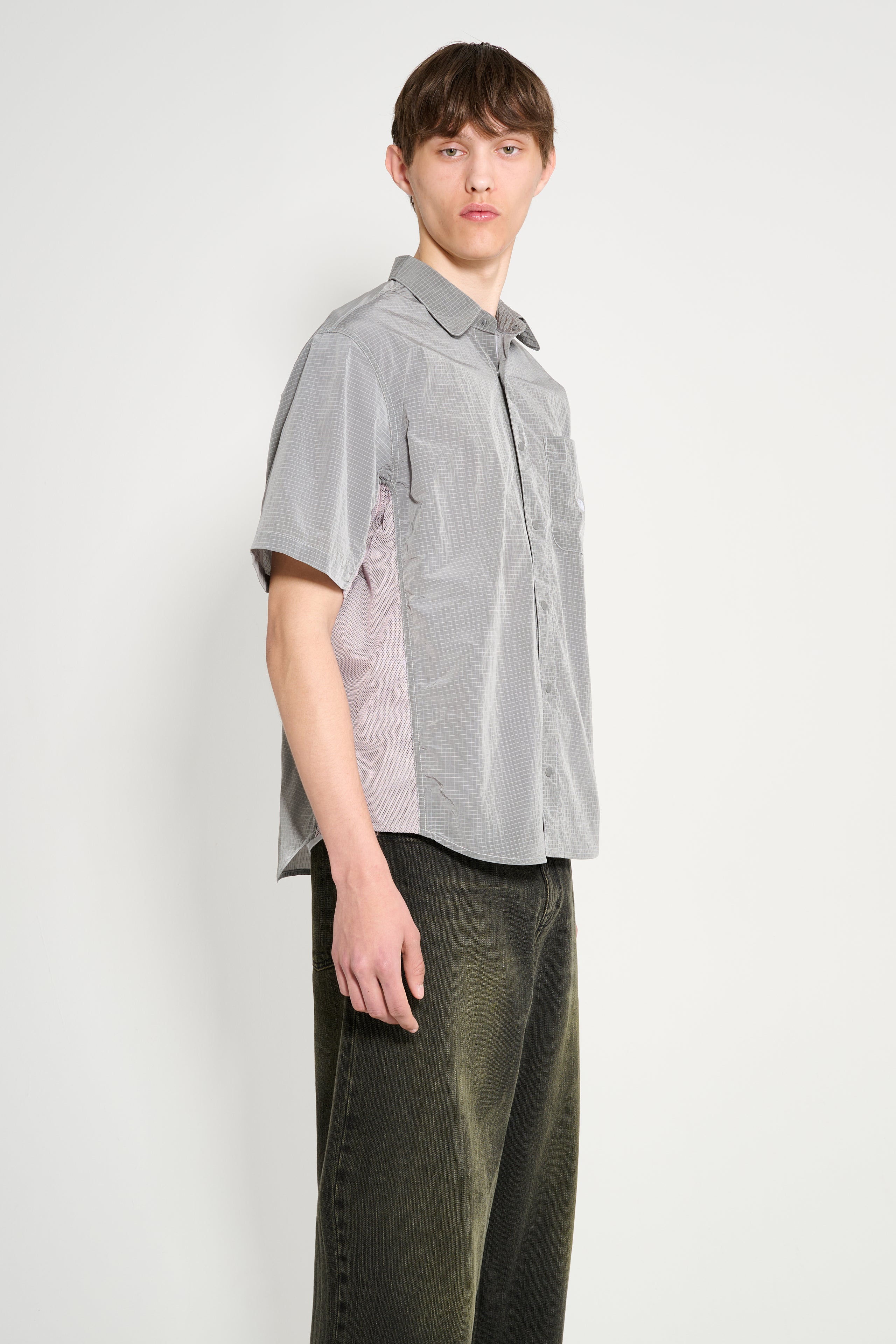 The North Face Fabric Mix Short Sleeve Shirt High Rise Grey