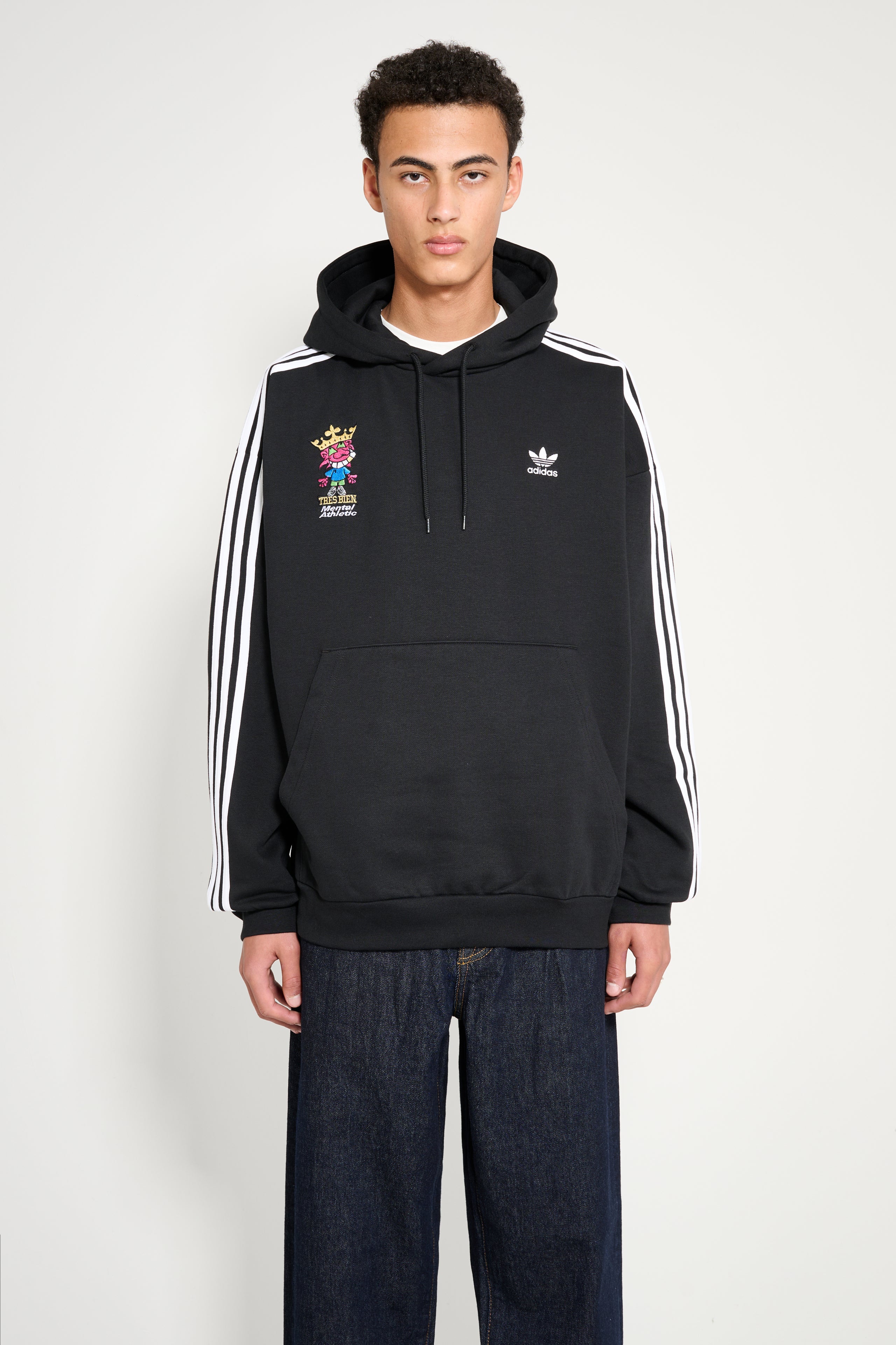 adidas x TRÈS BIEN x Mental Athletic Adicolor Baggy Fit Hoodie Black