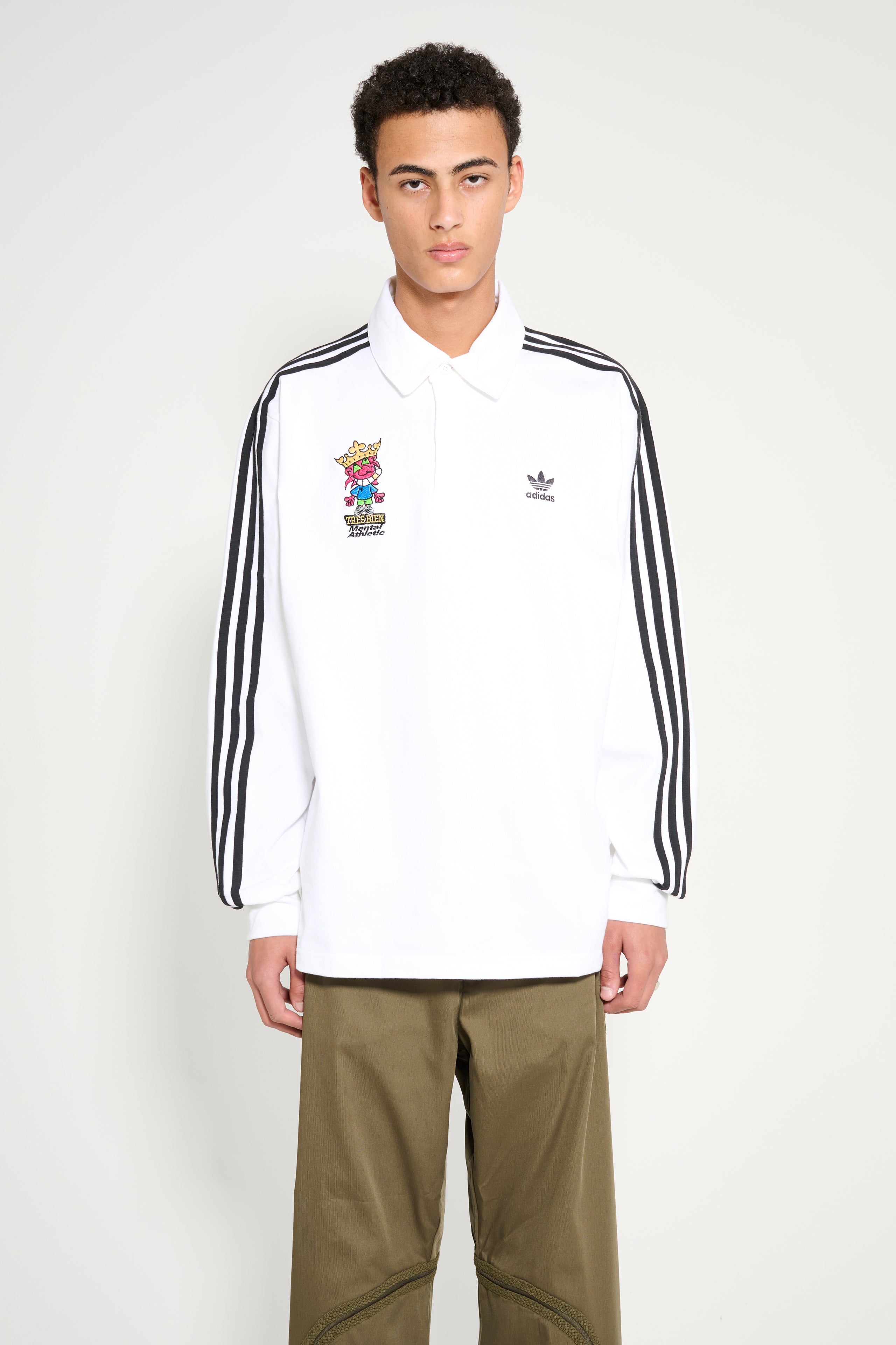 adidas x TRÈS BIEN x Mental Athletic Adicolor Rugby Polo Shirt White