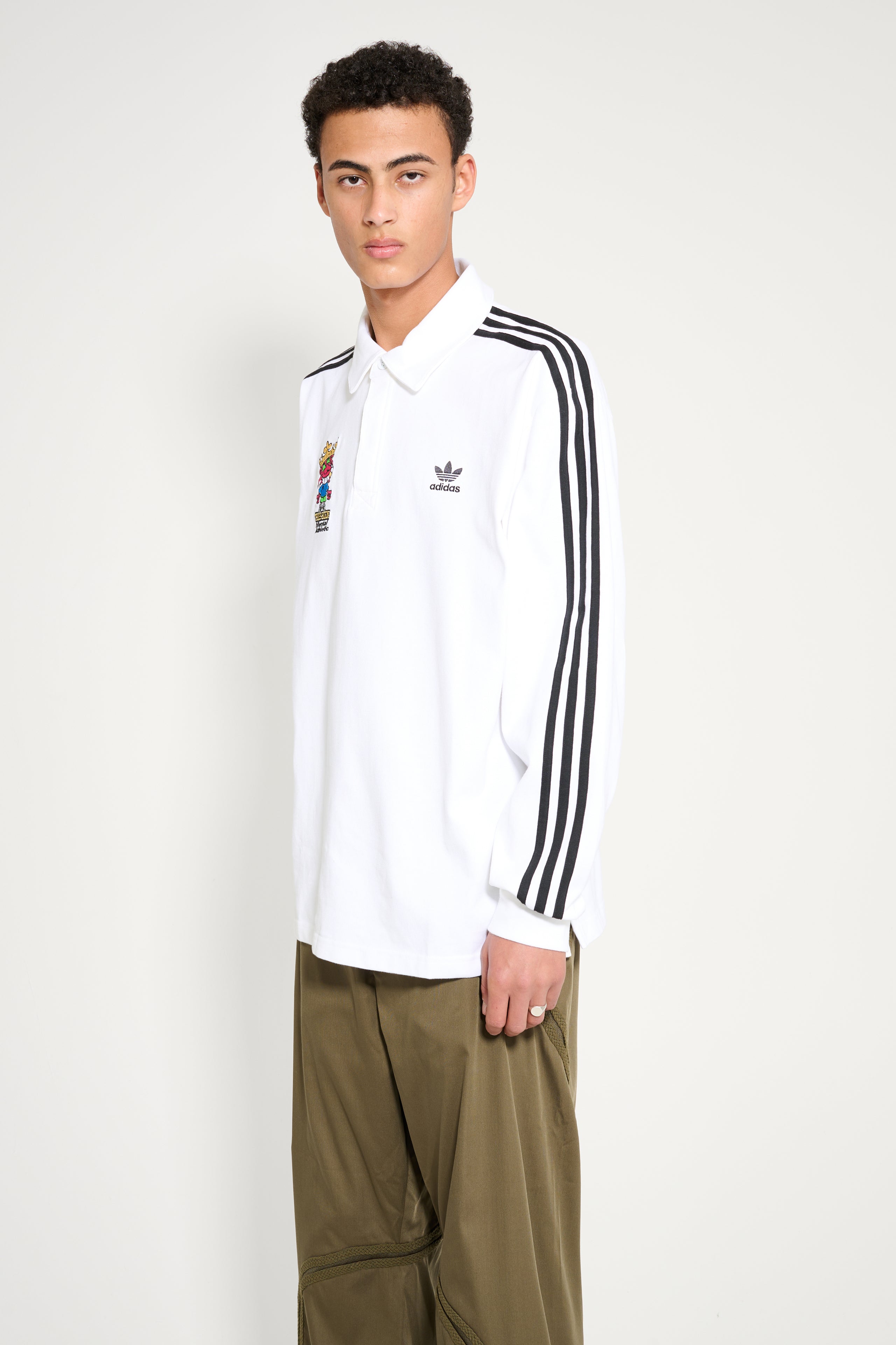 adidas x TRÈS BIEN x Mental Athletic Adicolor Rugby Polo Shirt White