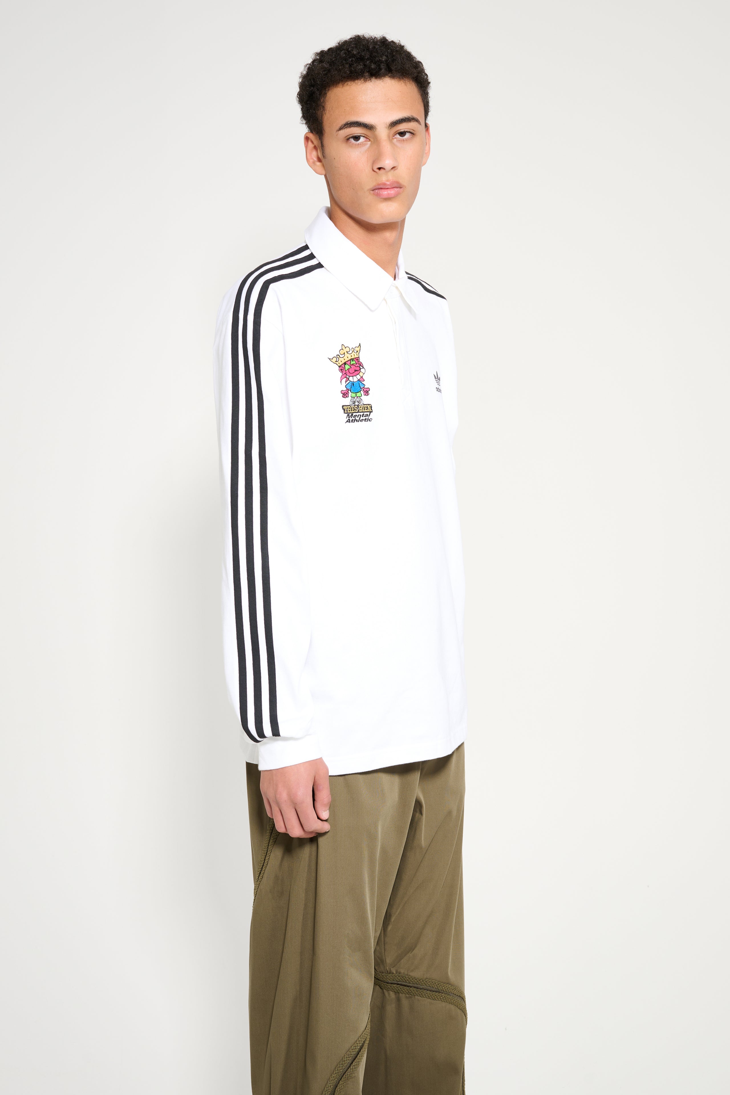adidas x TRÈS BIEN x Mental Athletic Adicolor Rugby Polo Shirt White