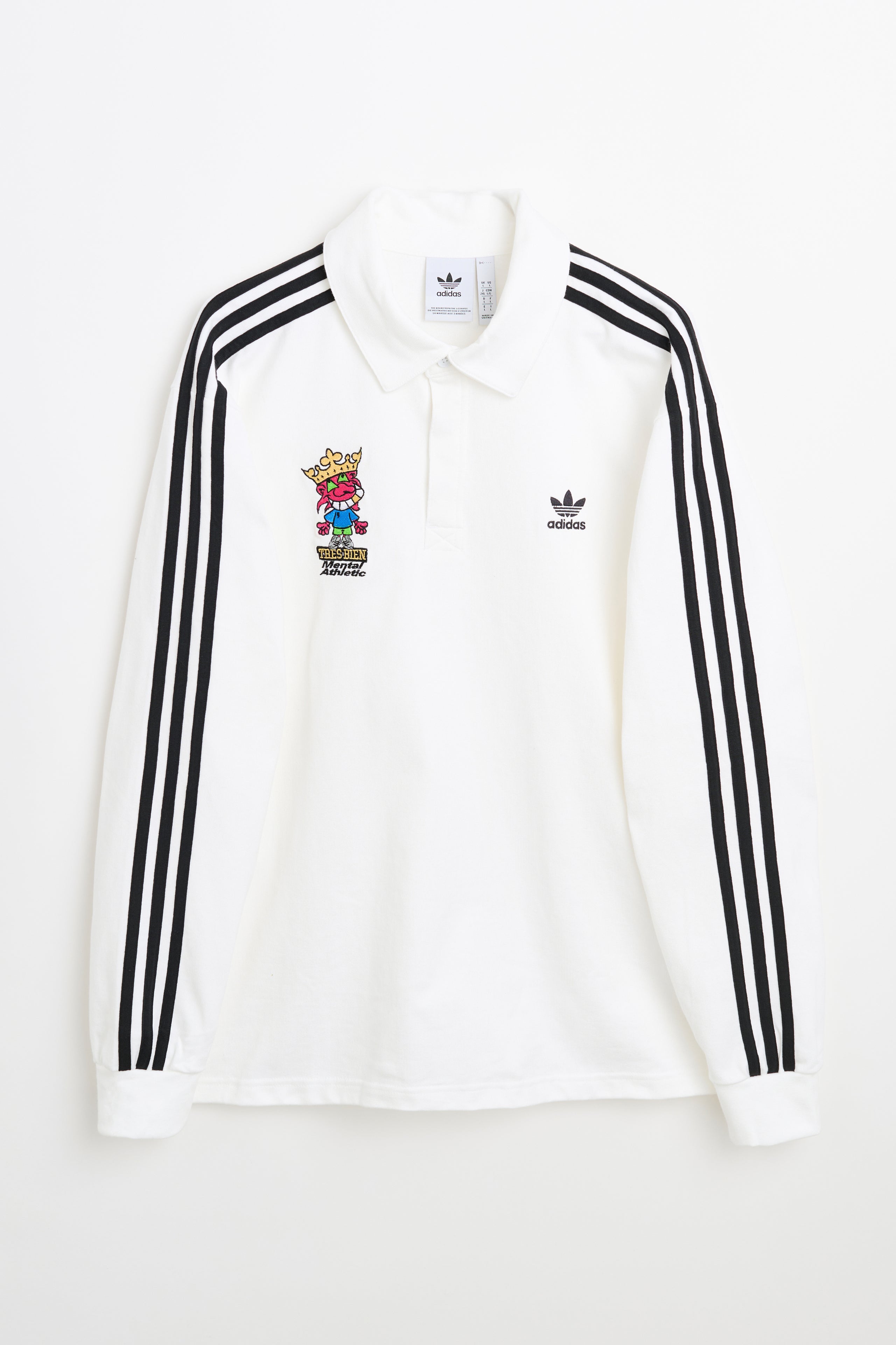 adidas x TRÈS BIEN x Mental Athletic Adicolor Rugby Polo Shirt White