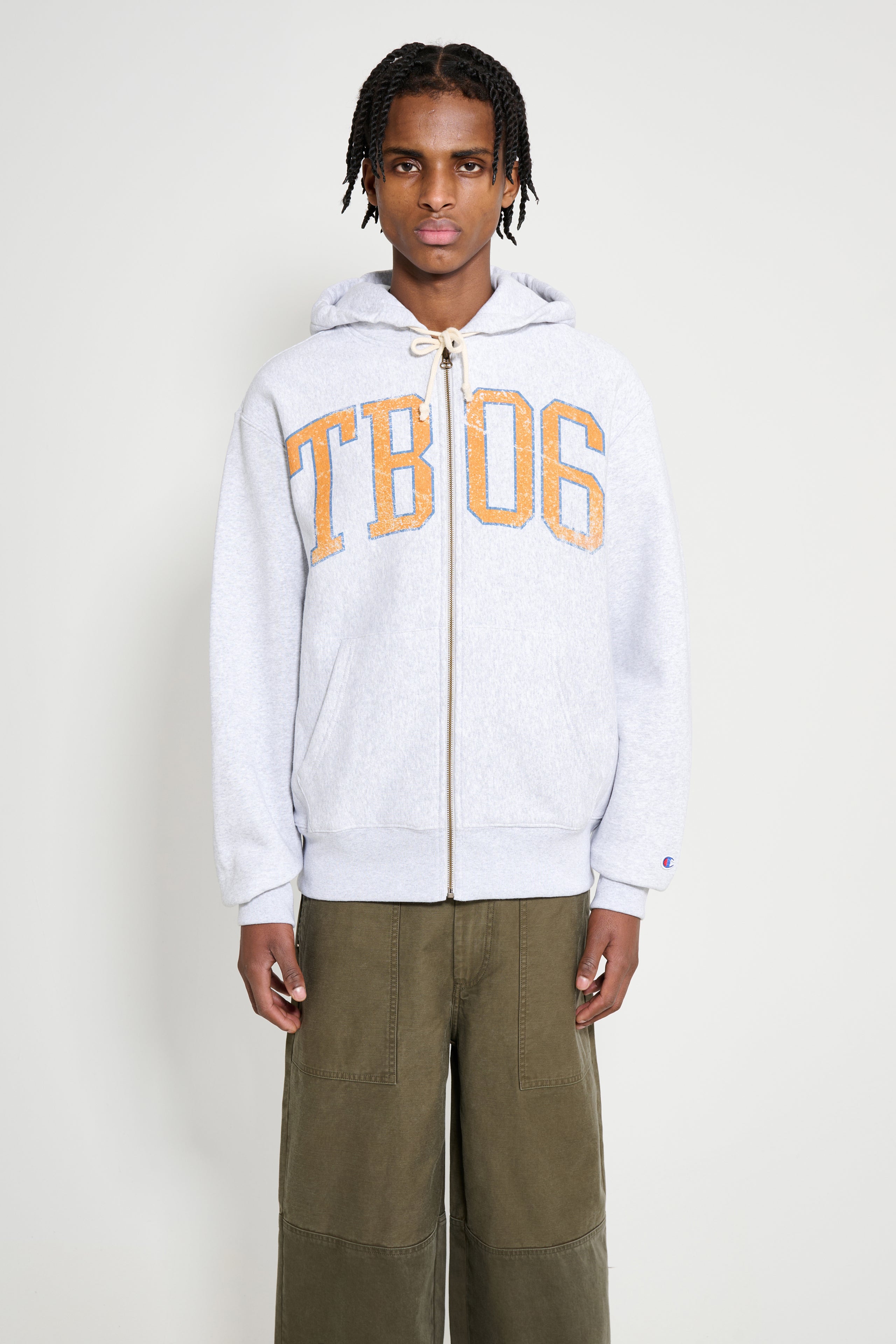 TRÈS BIEN x Champion Damaged TB06 Zip Hood Grey Melange