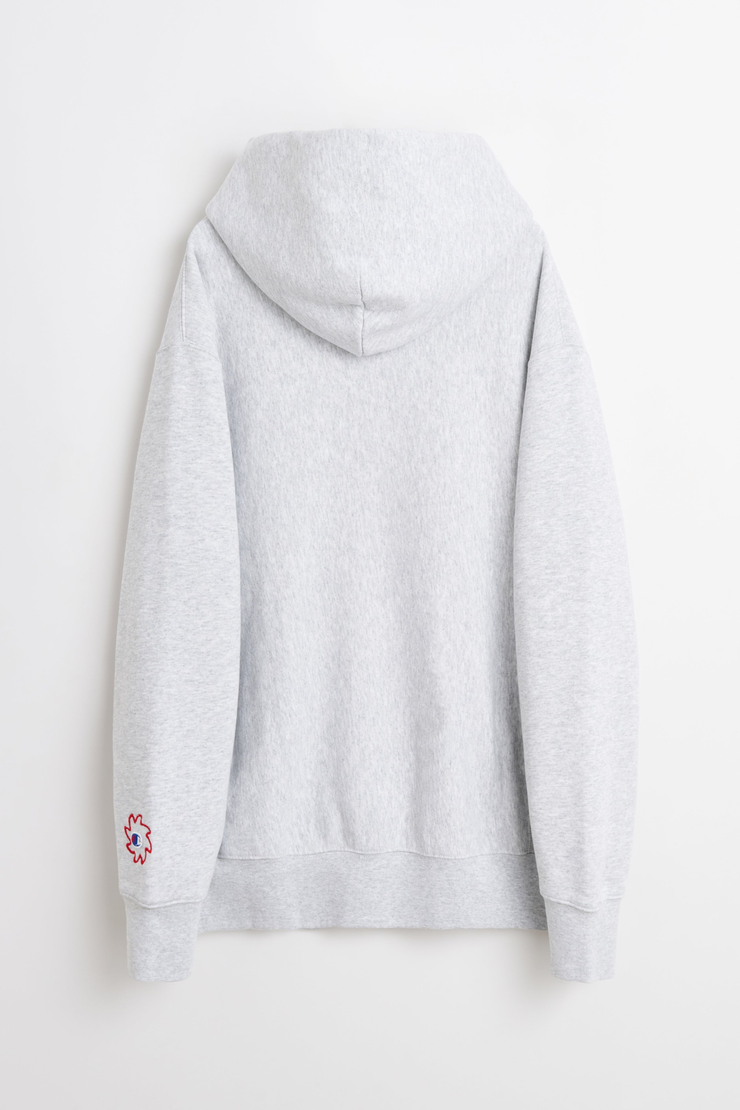 TRÈS BIEN x Champion Reverse Weave Damaged Logo Hood Grey Melange