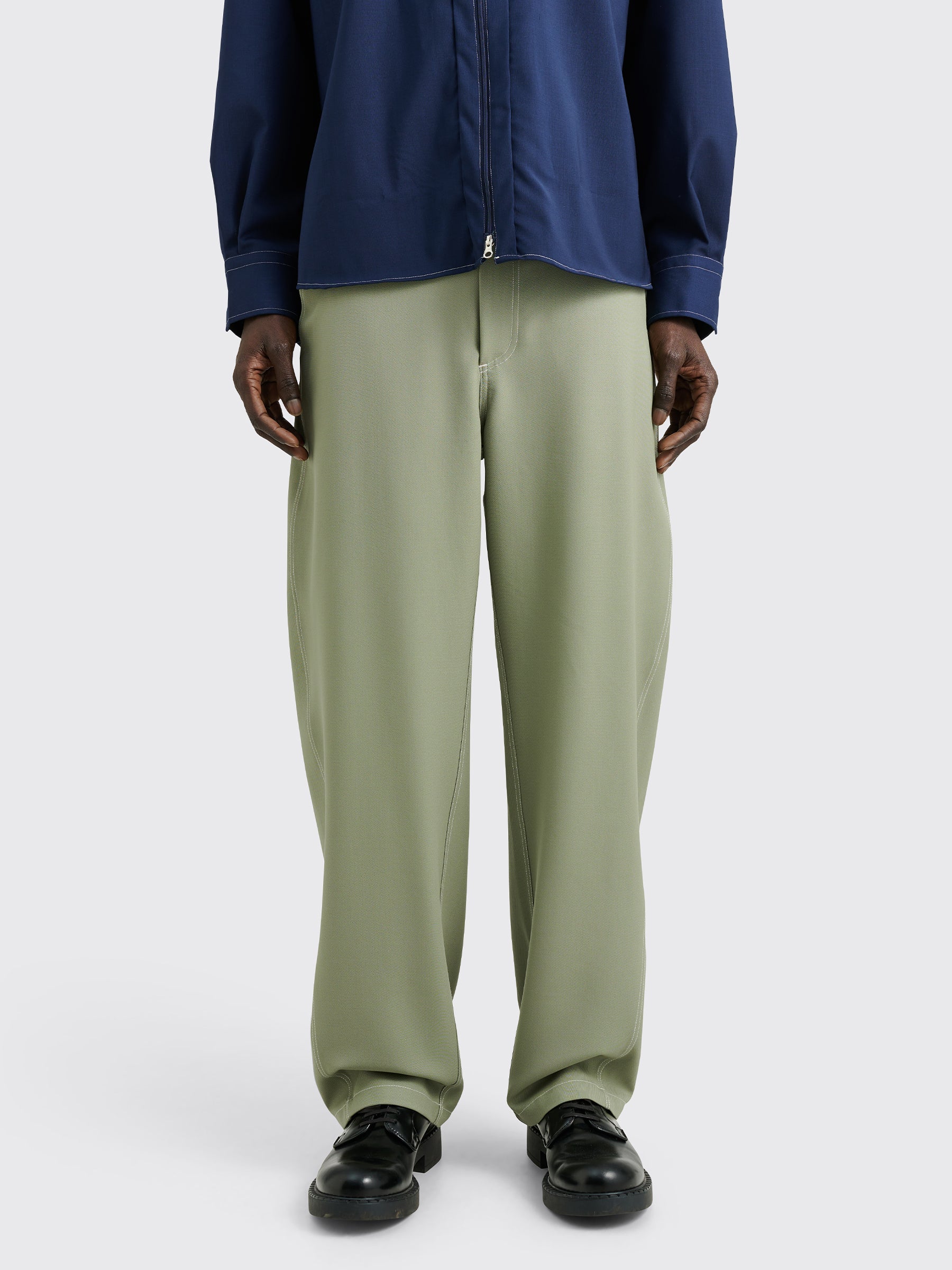 TRÈS BIEN everywear Curved Work Pants Wool Twill Green