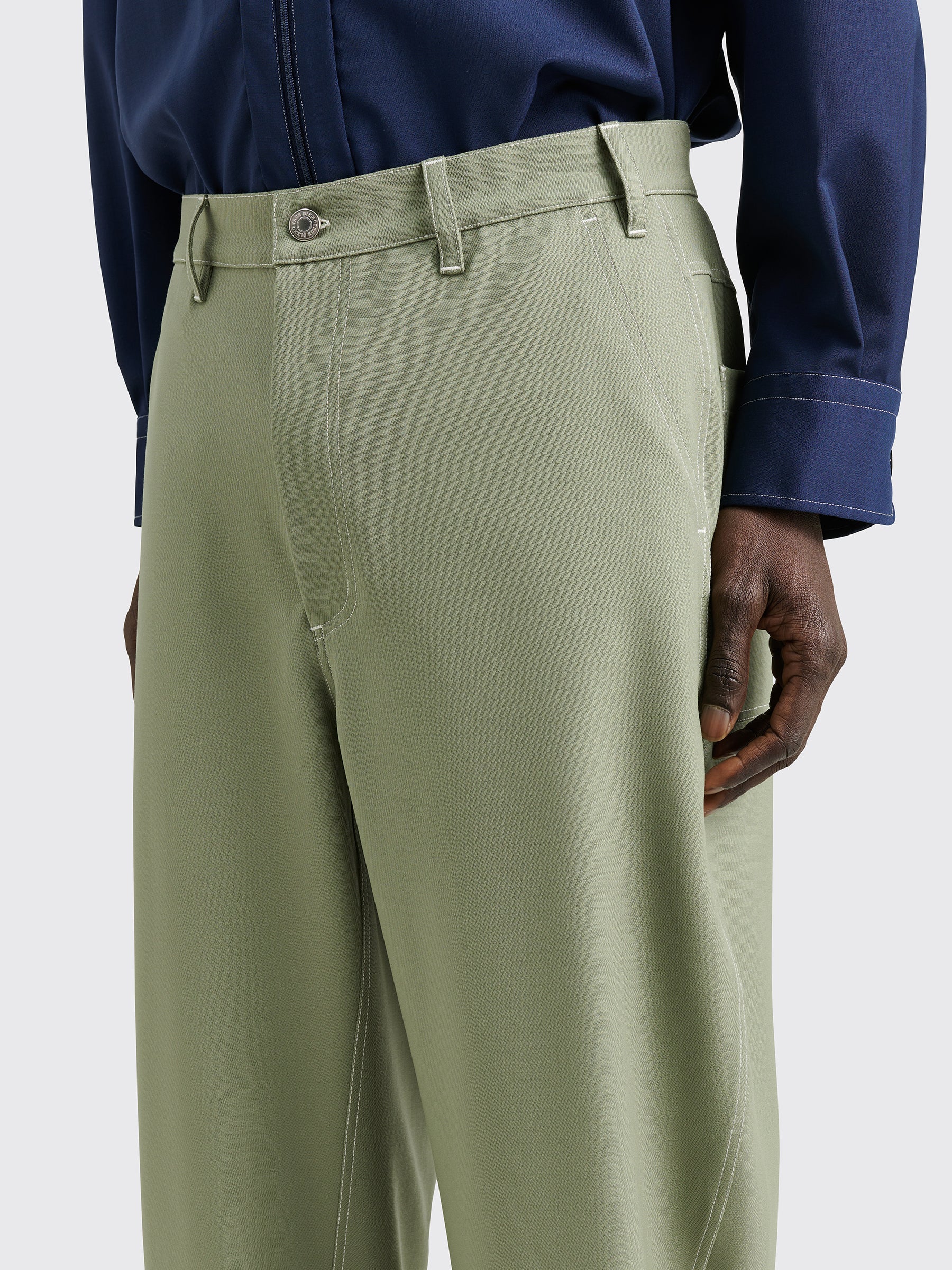 TRÈS BIEN everywear Curved Work Pants Wool Twill Green