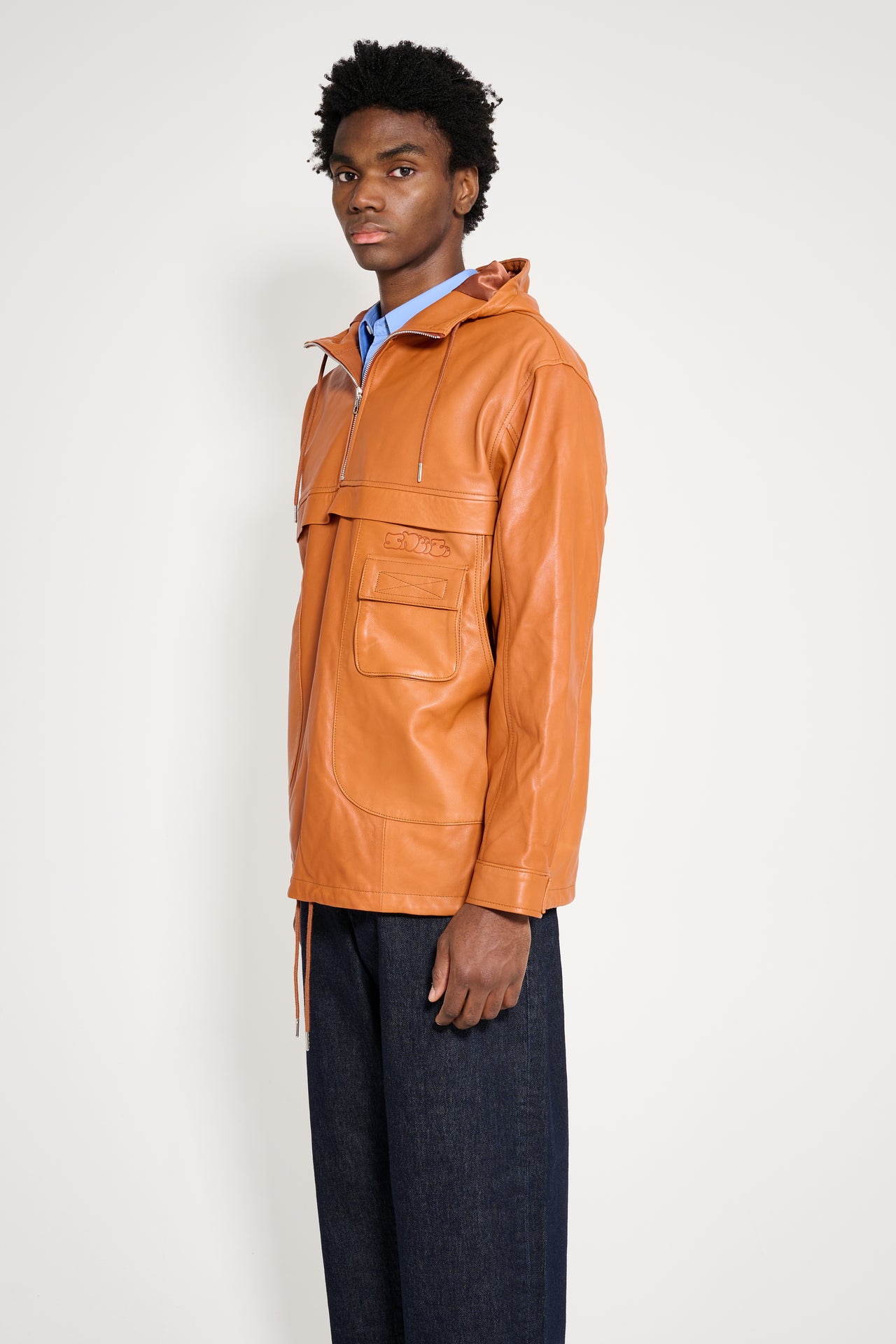 Très Bien / Sneeze Chesterfield Leather Anorak Jacket Cognac