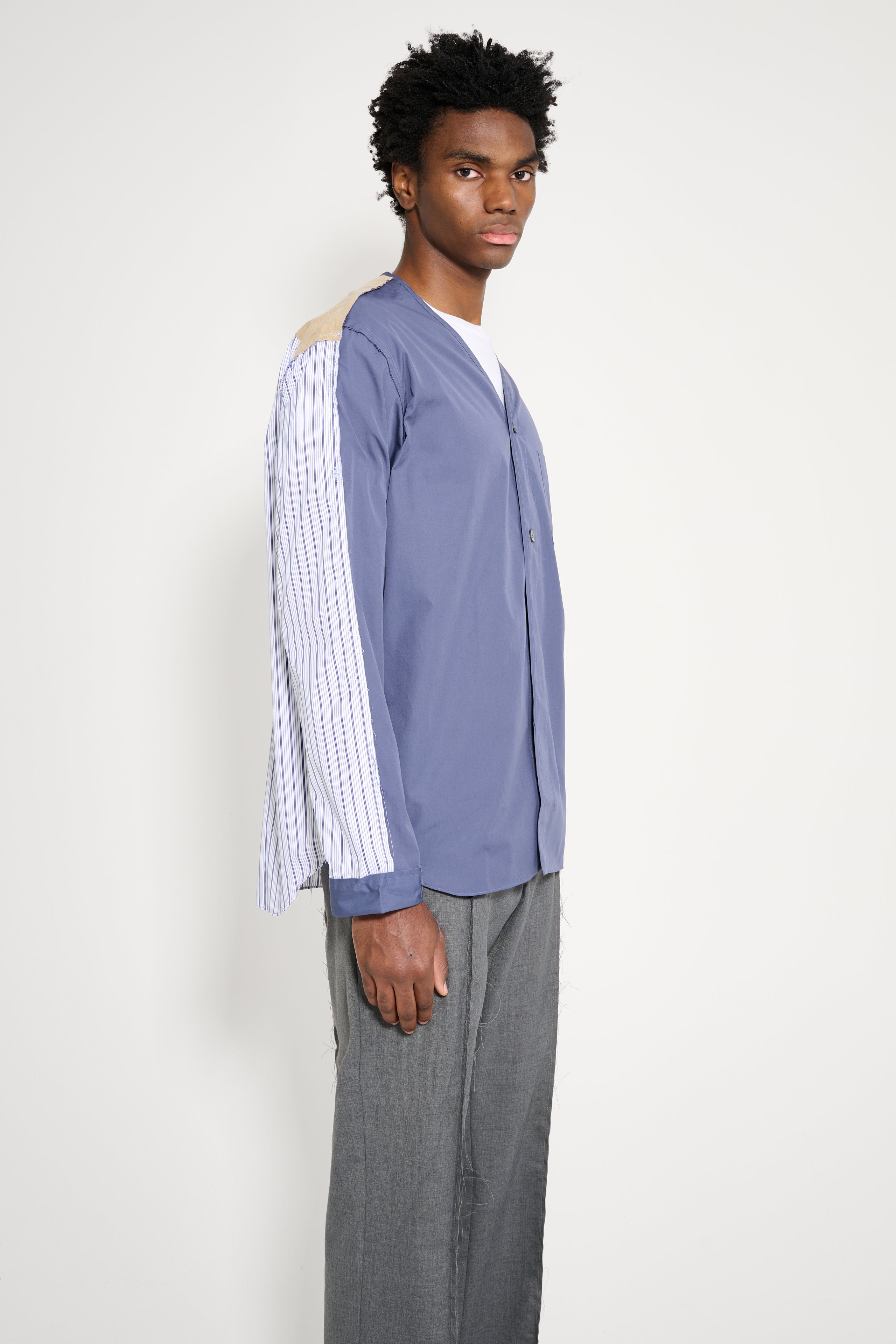 TRES BIEN ATELJÉ Deconstructed Baseball Shirt Blue