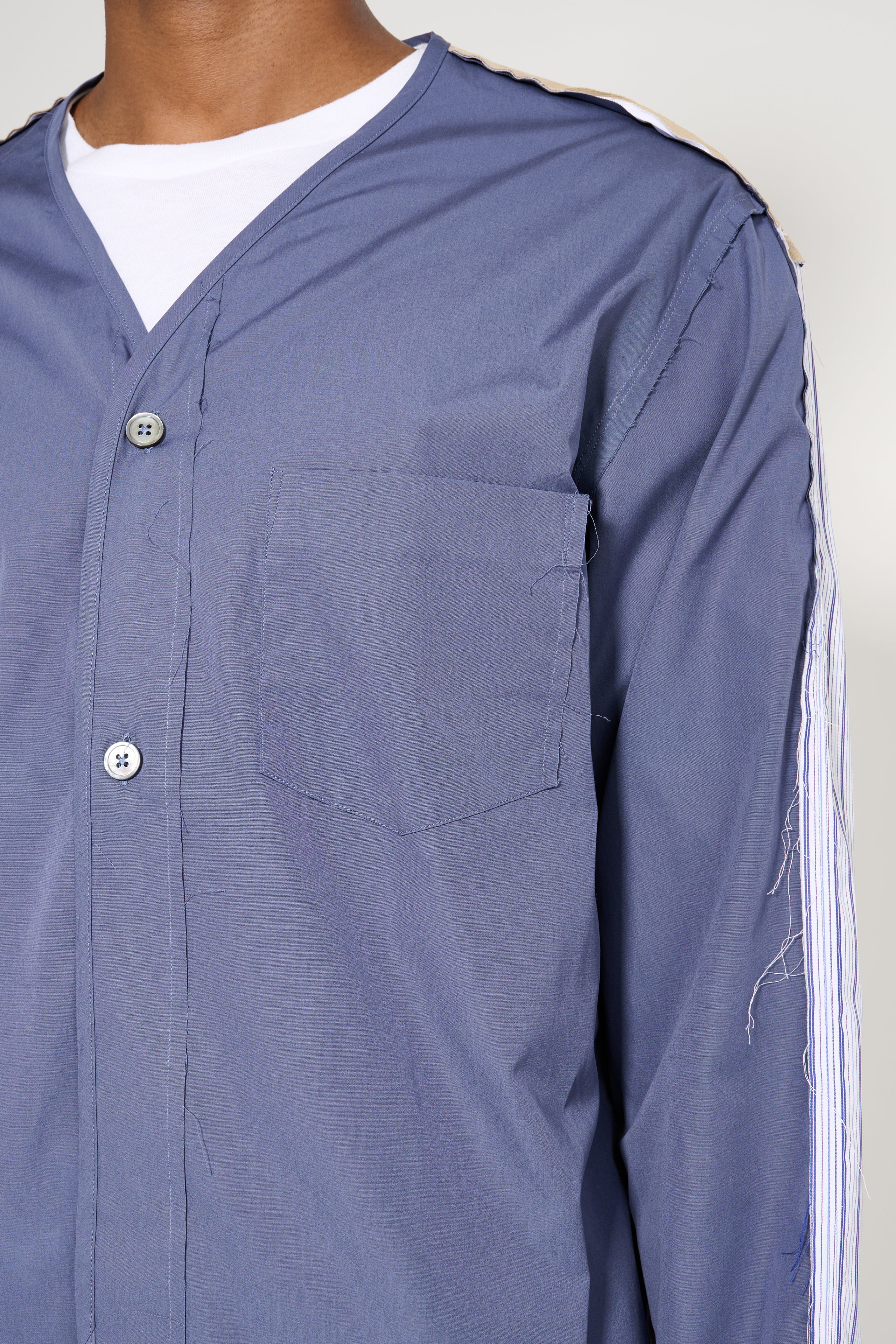 TRES BIEN ATELJÉ Deconstructed Baseball Shirt Blue