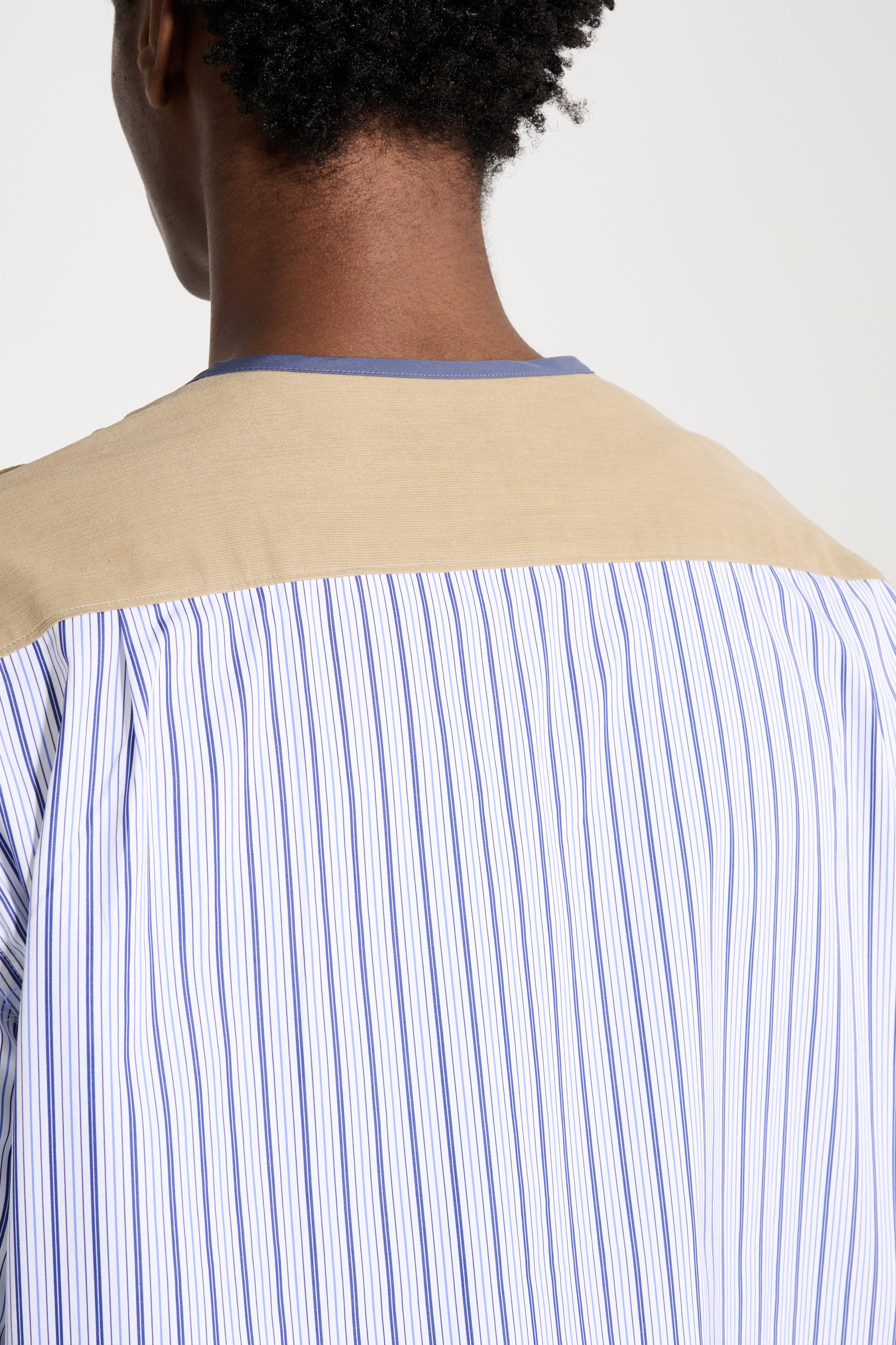 TRES BIEN ATELJÉ Deconstructed Baseball Shirt Blue