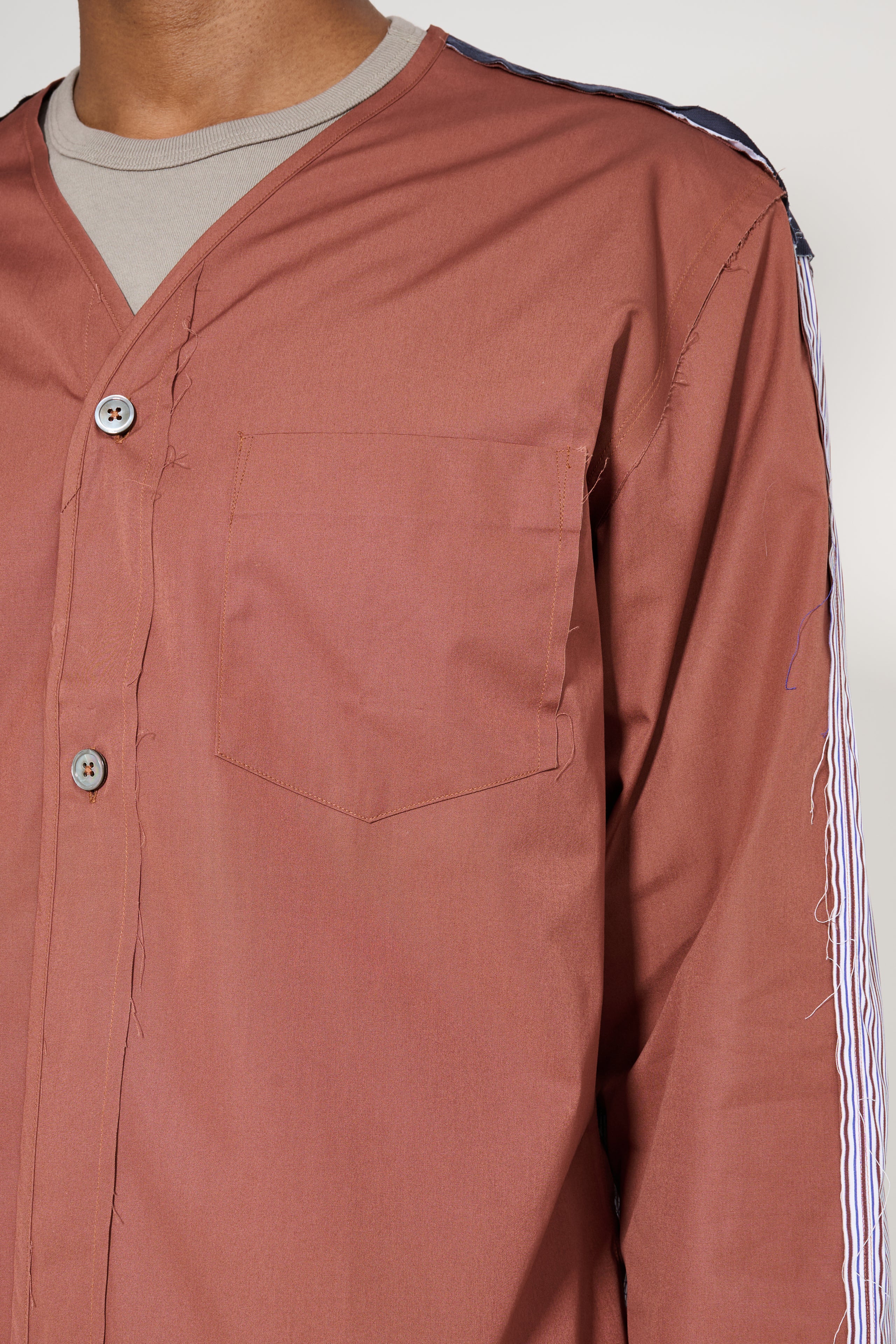 TRES BIEN ATELJÉ Deconstructed Baseball Shirt Brown