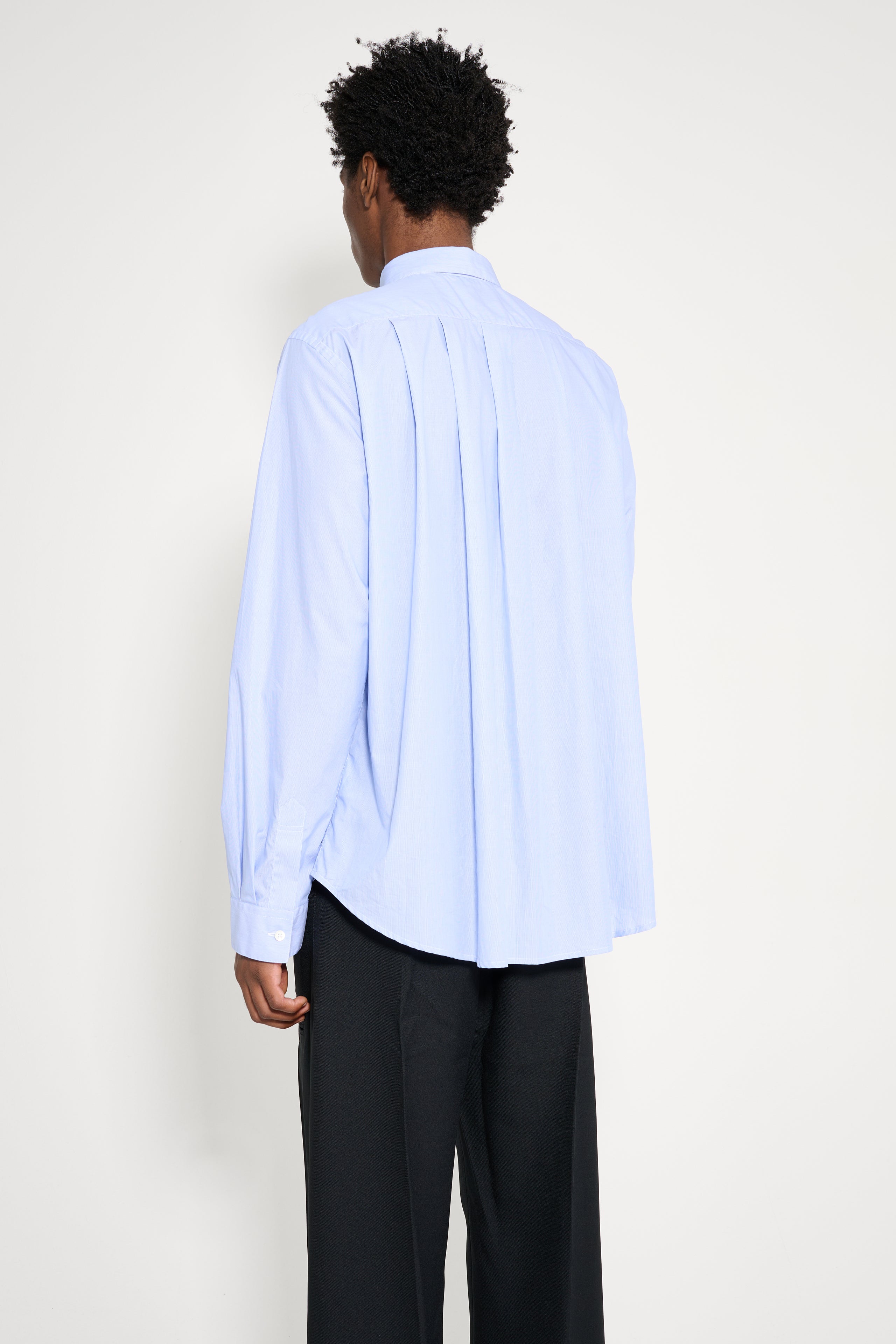 TRES BIEN ATELJÉ Pleated Classic Shirt Blue Stripe