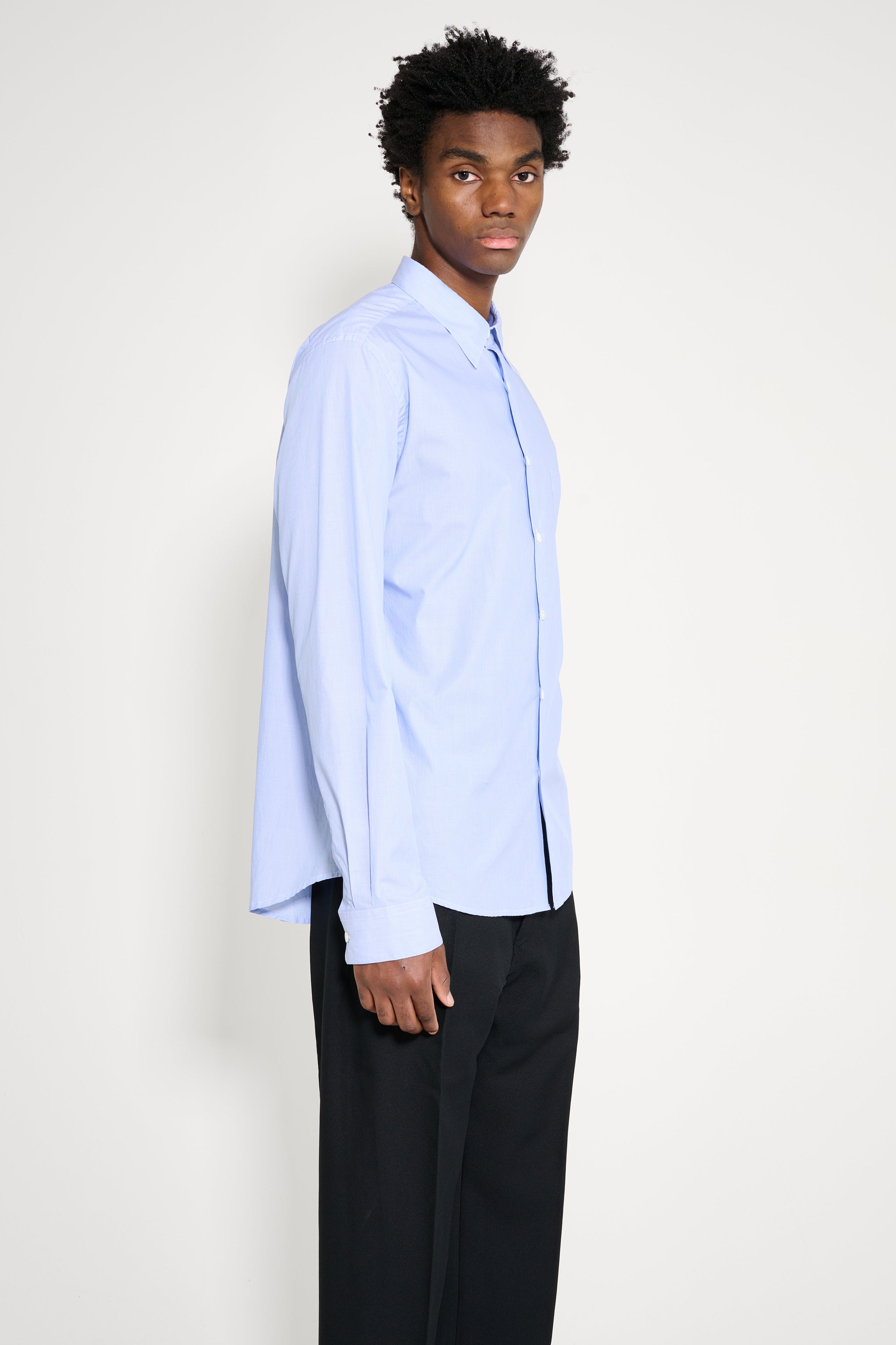 TRES BIEN ATELJÉ Pleated Classic Shirt Blue Stripe