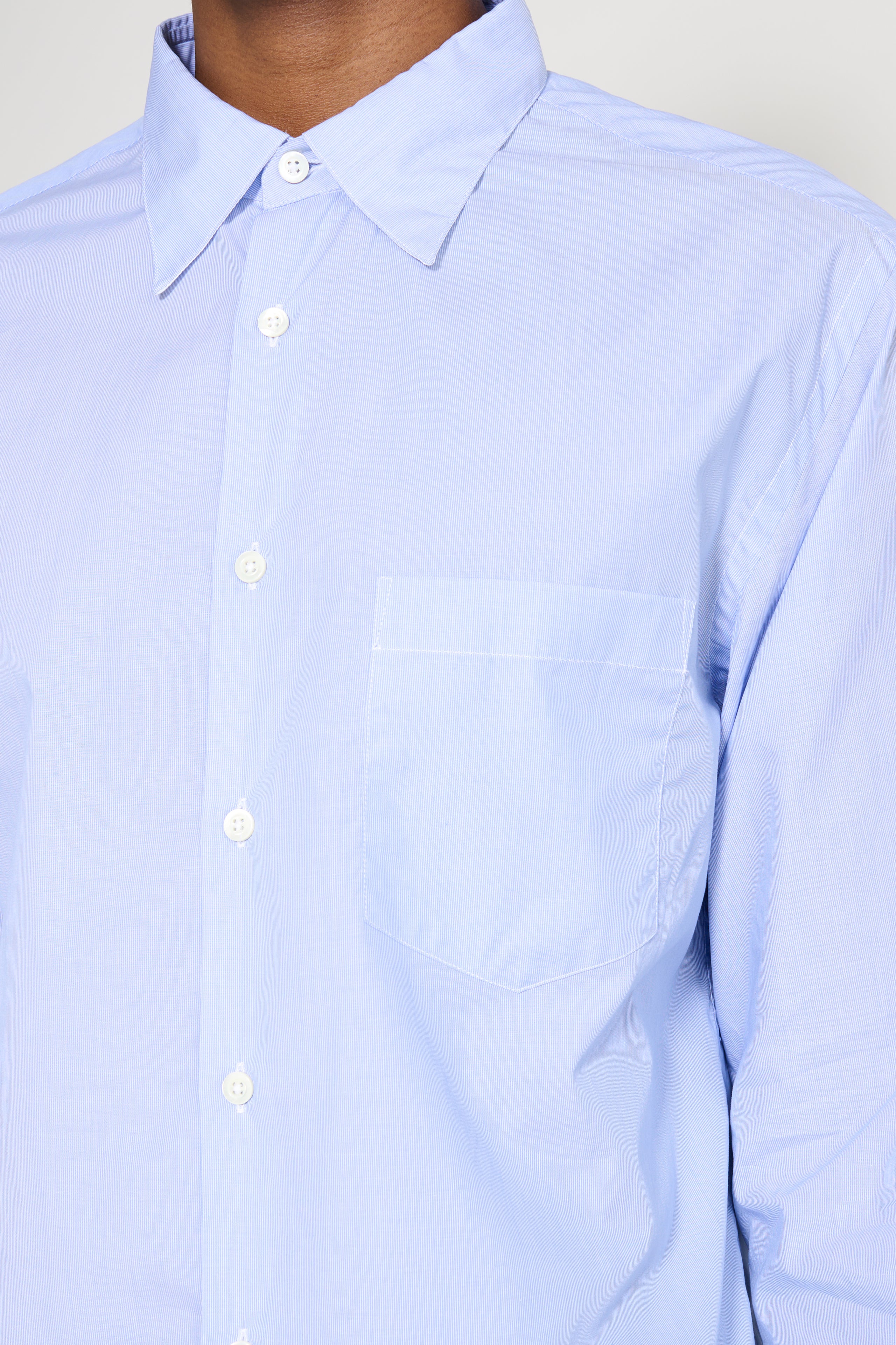 TRES BIEN ATELJÉ Pleated Classic Shirt Blue Stripe