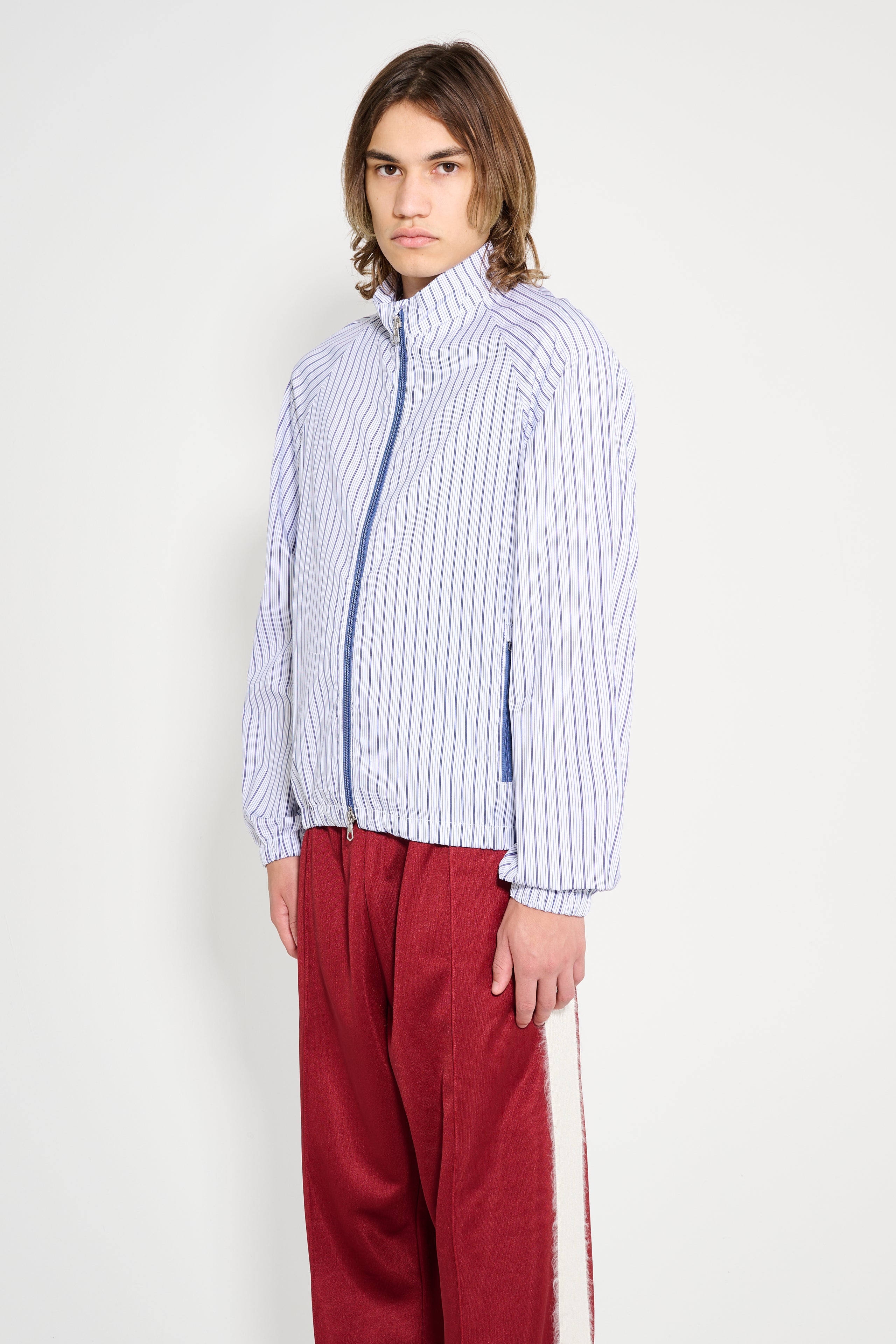 Très Bien Warm Up Shirt Jacket Stripe White / Blue
