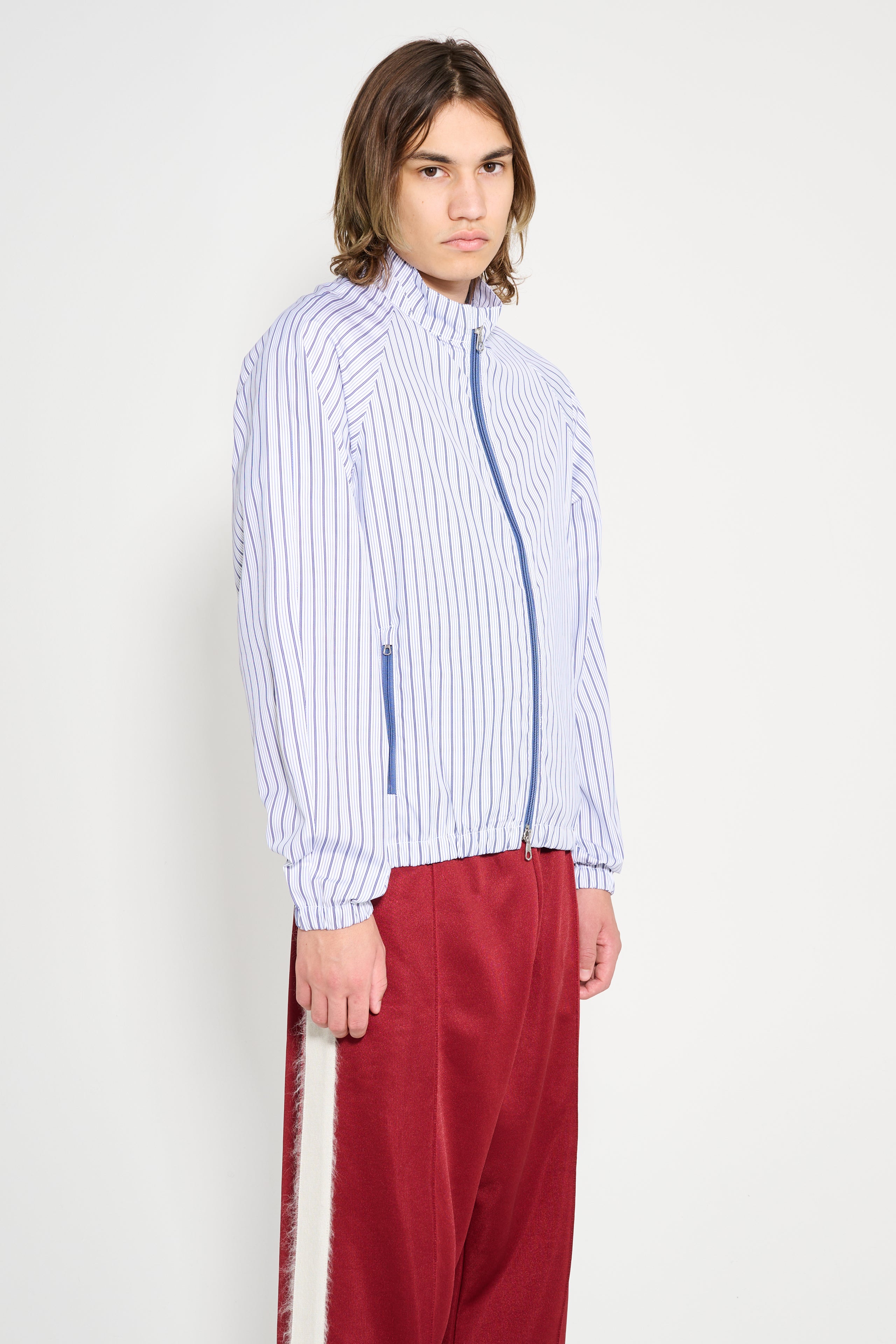 Très Bien Warm Up Shirt Jacket Stripe White / Blue