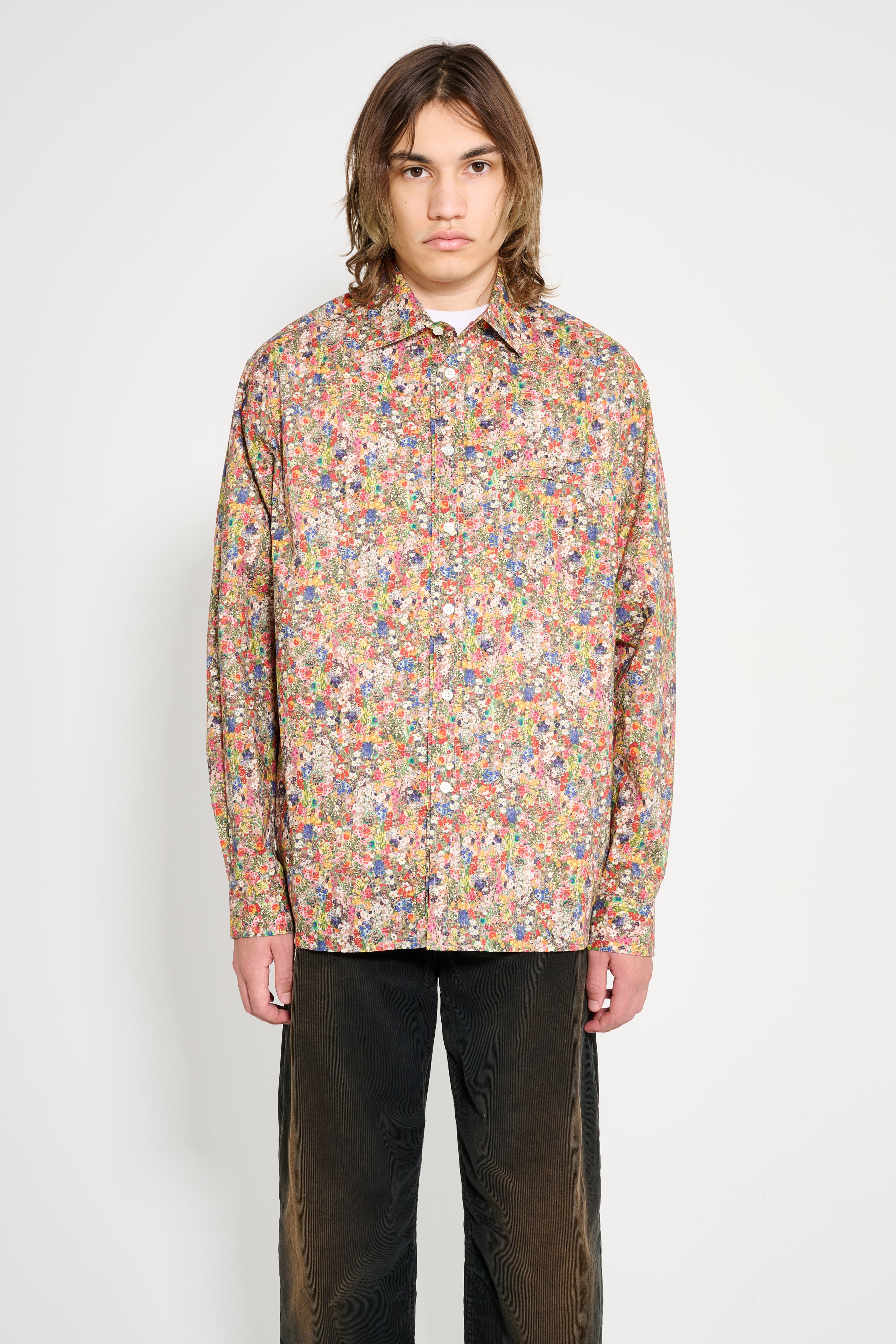 Très Bien Wave Poplin Flower Print Shirt Multi Color