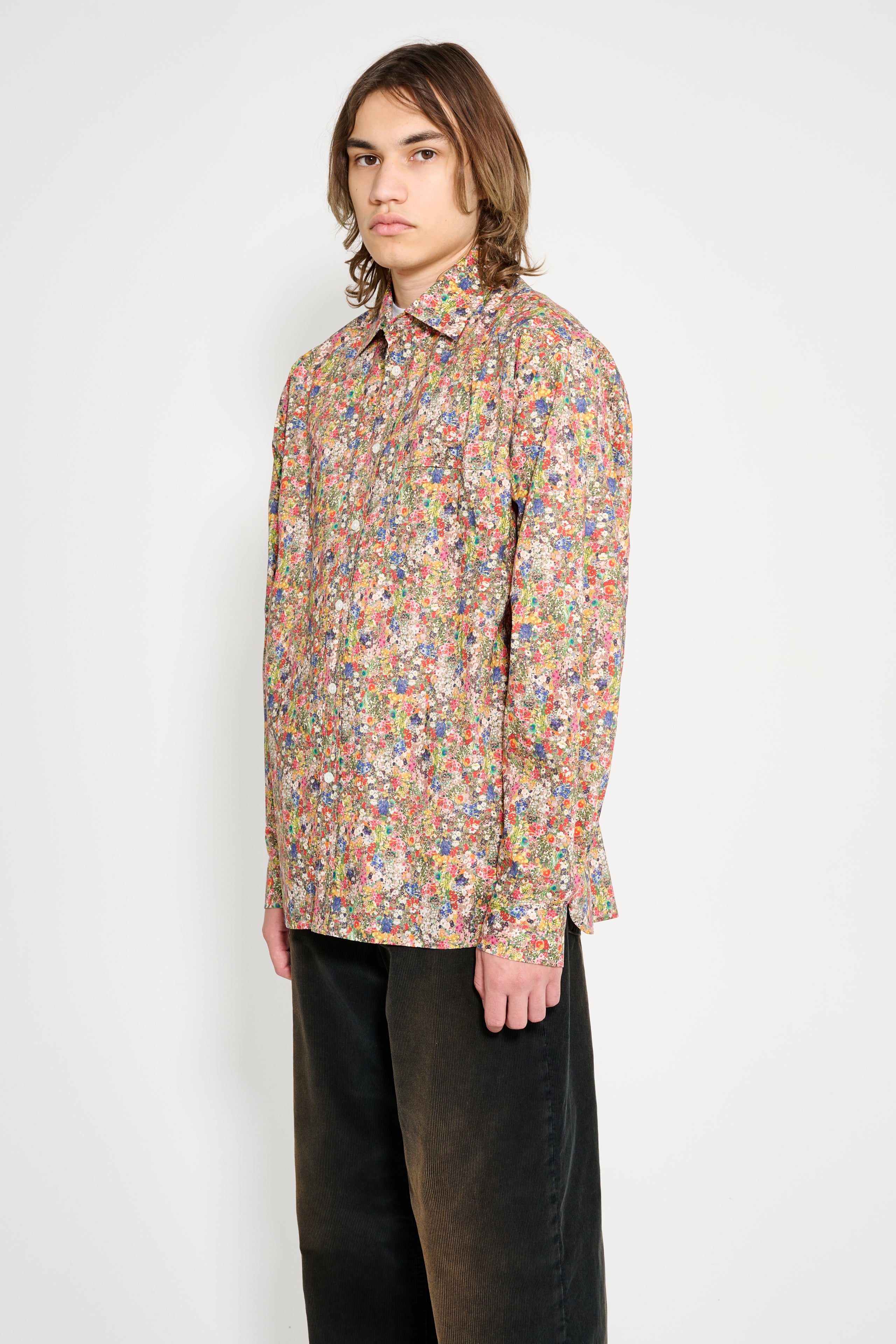 Très Bien Wave Poplin Flower Print Shirt Multi Color