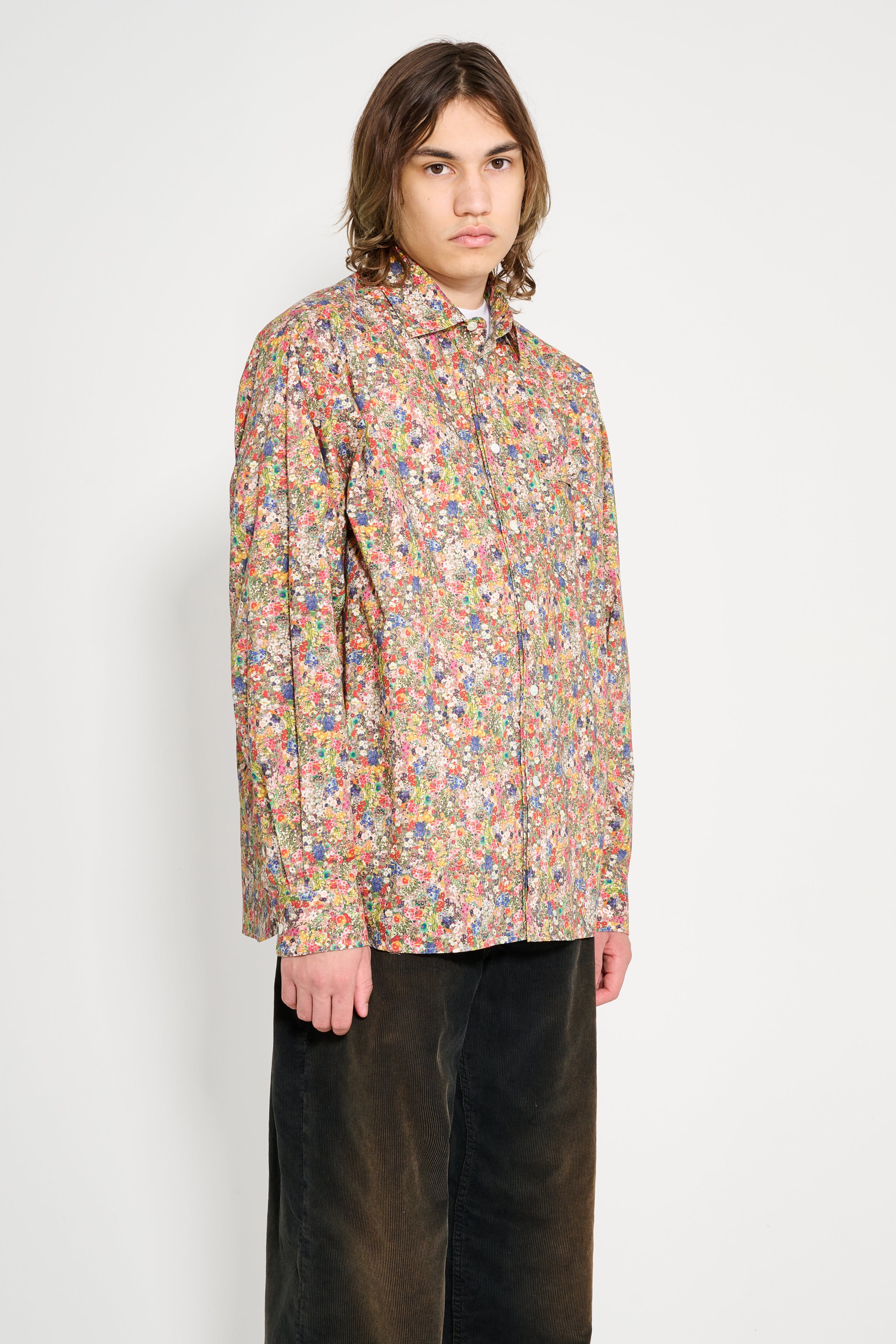Très Bien Wave Poplin Flower Print Shirt Multi Color