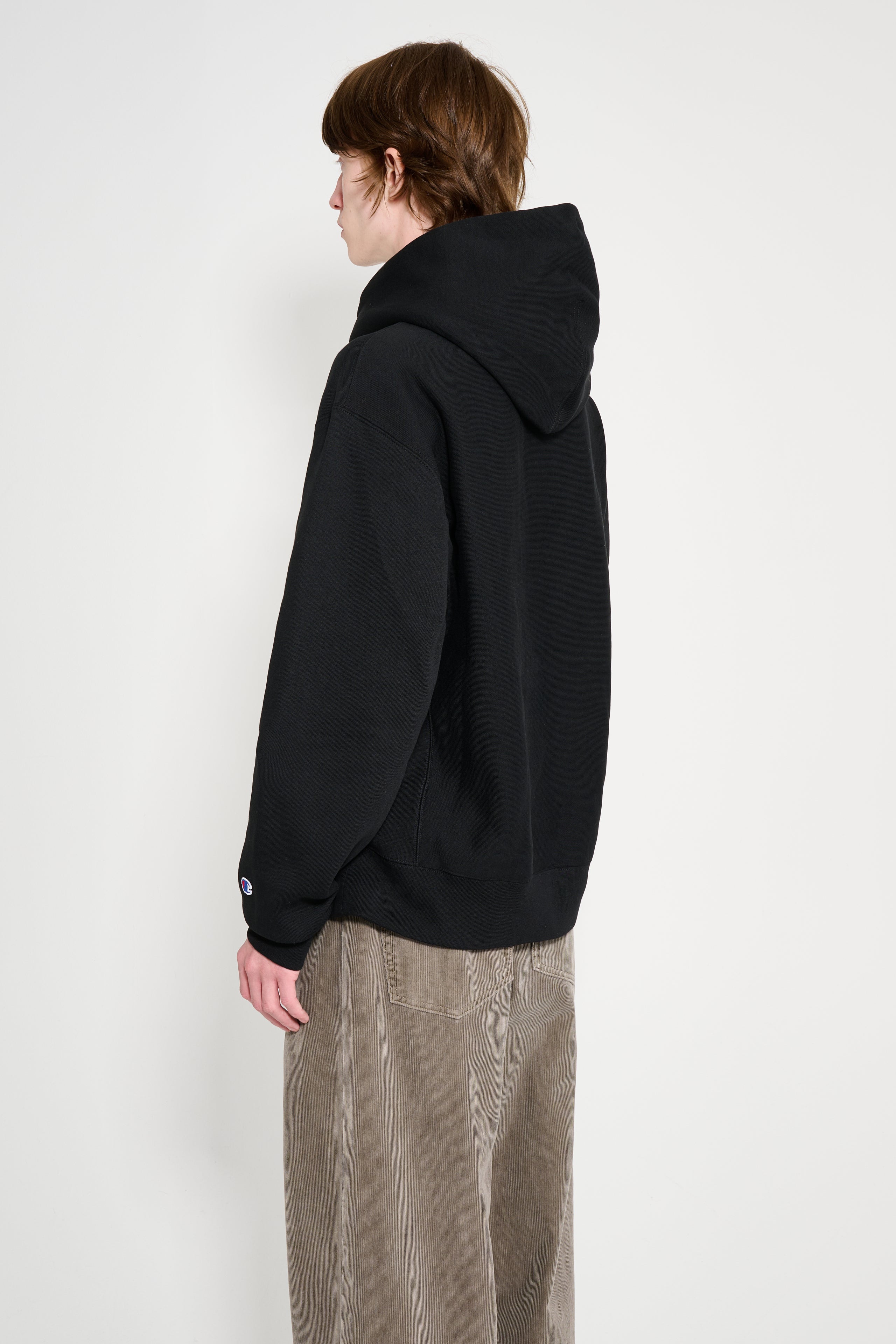 TRÈS BIEN x Champion Reverse Weave Arch Logo Hoodie Black