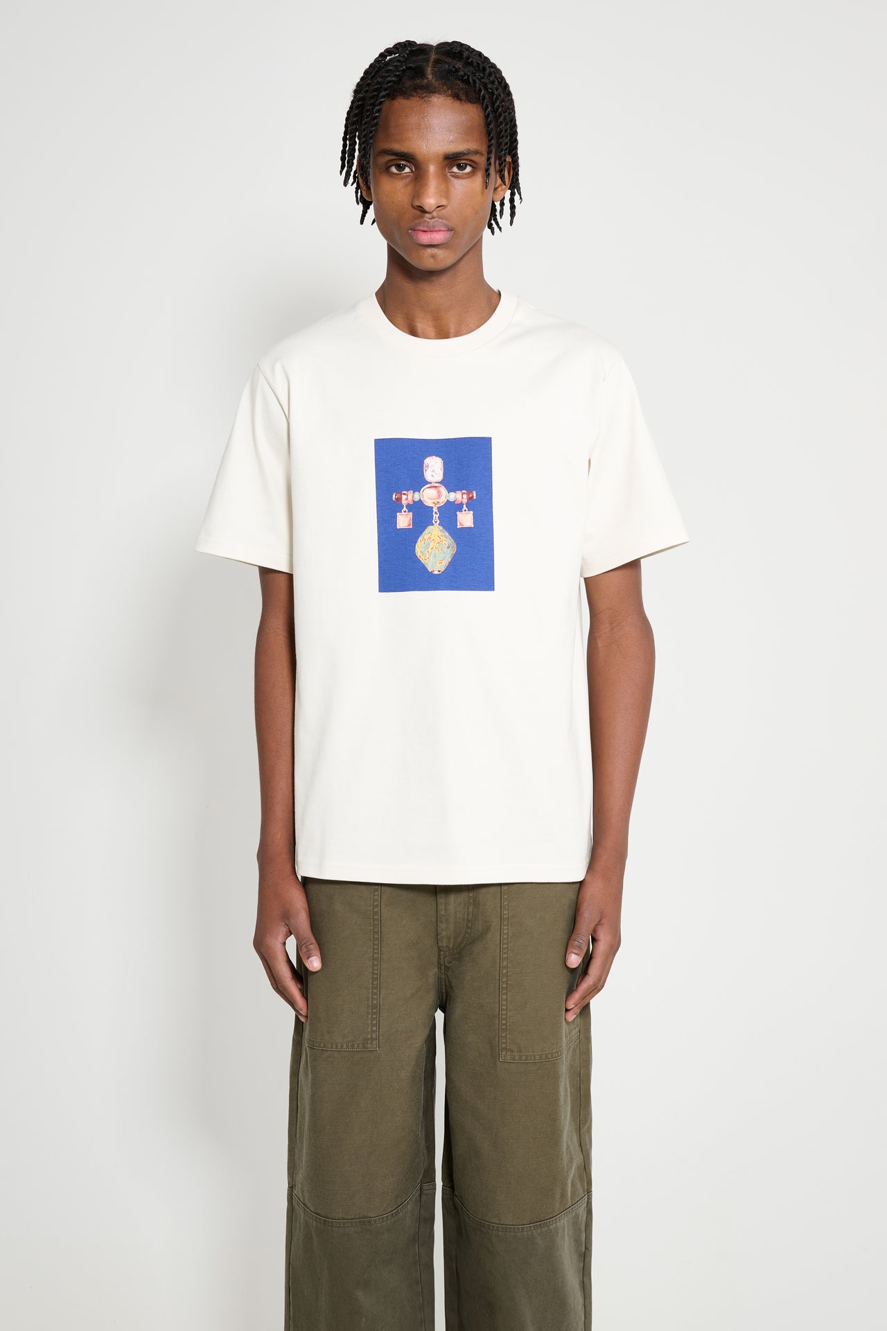 Wales Bonner Compass Tee Ivory / Brooch 1