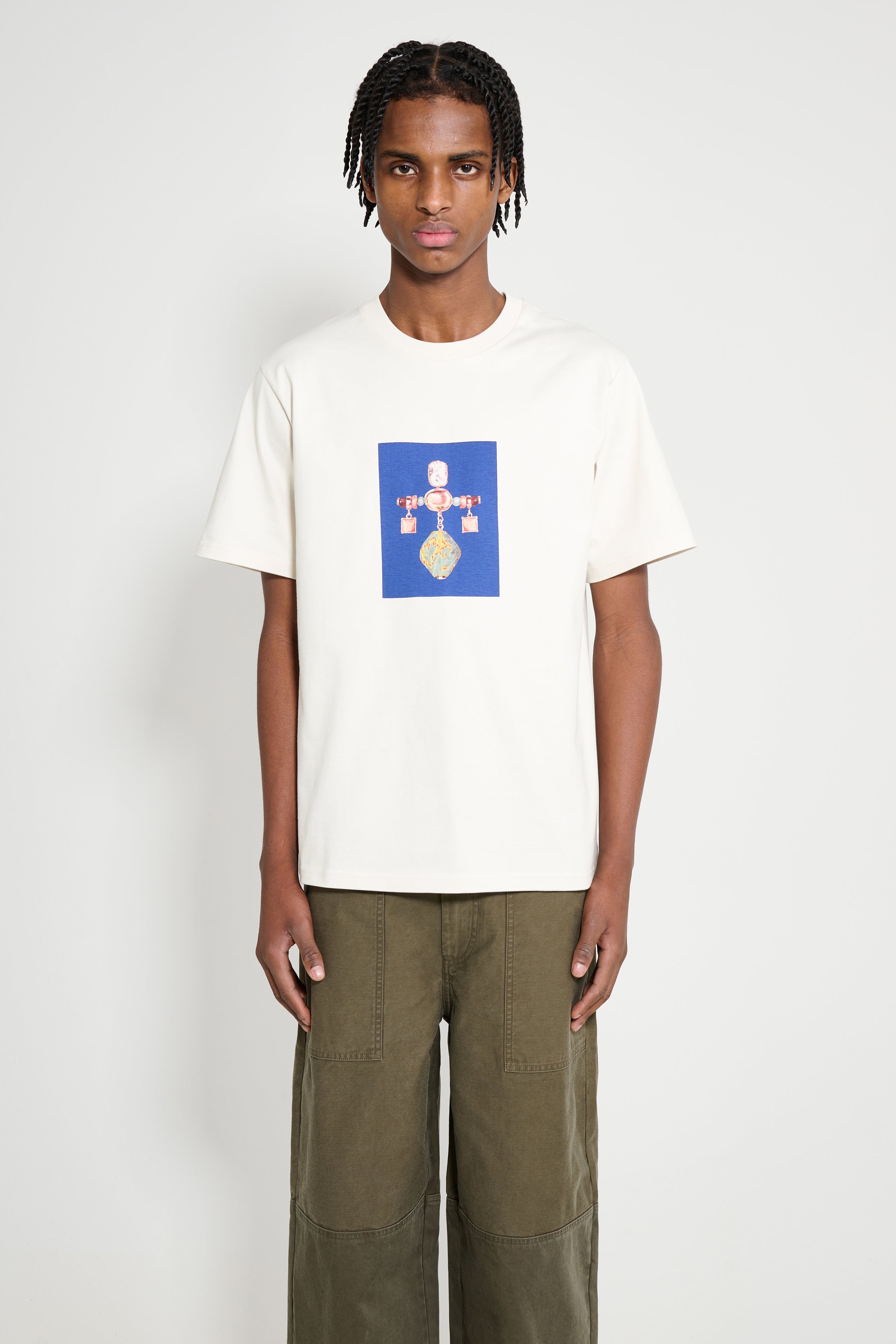 Wales Bonner Compass Tee Ivory / Brooch 1