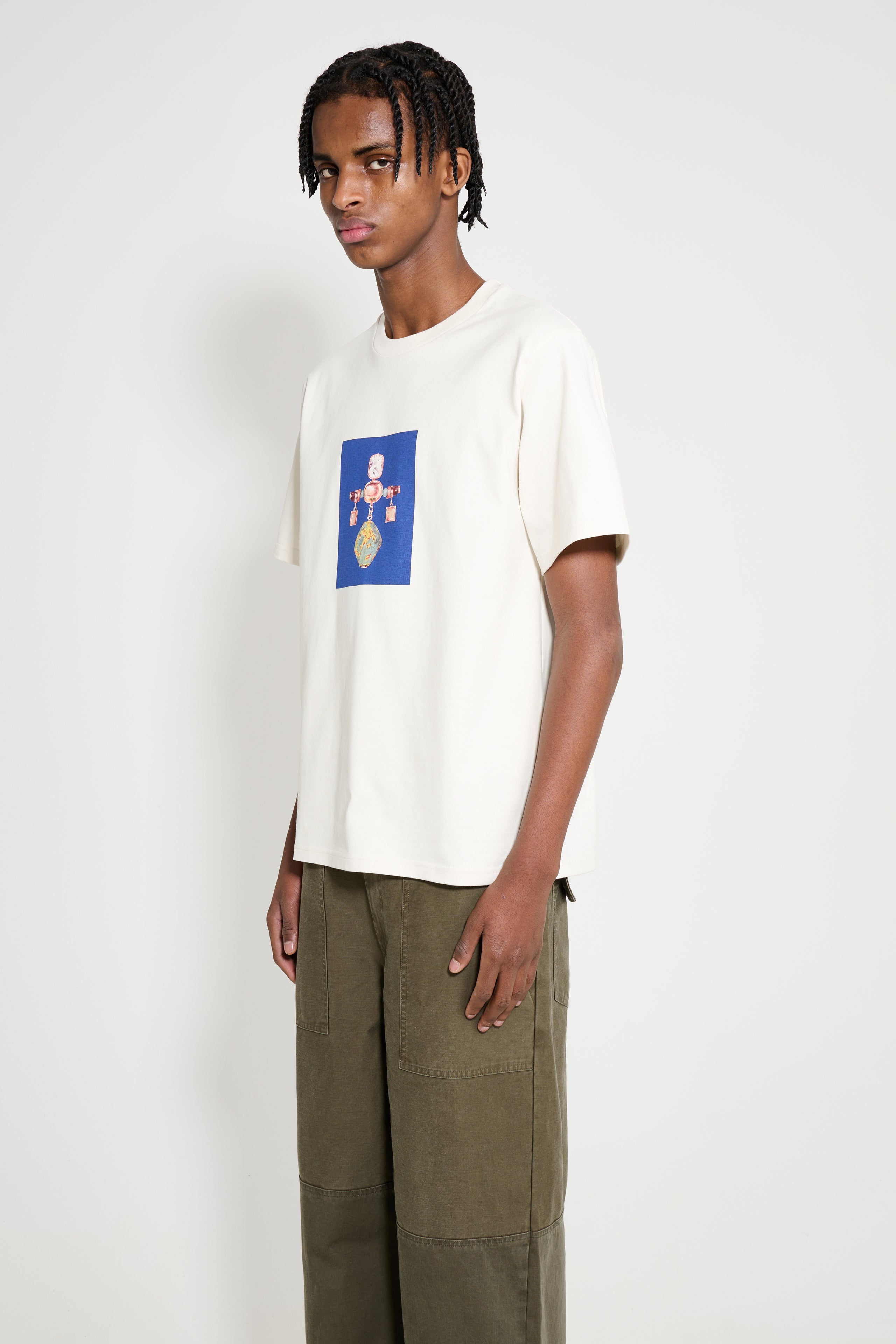 Wales Bonner Compass Tee Ivory / Brooch 1