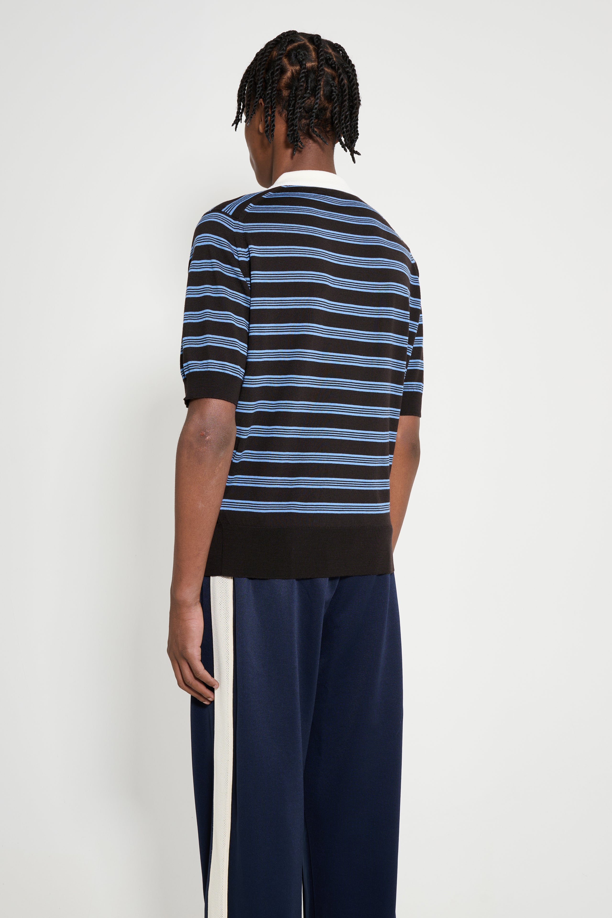 Wales Bonner Breeze Polo Dark Brown / Blue / Ivory