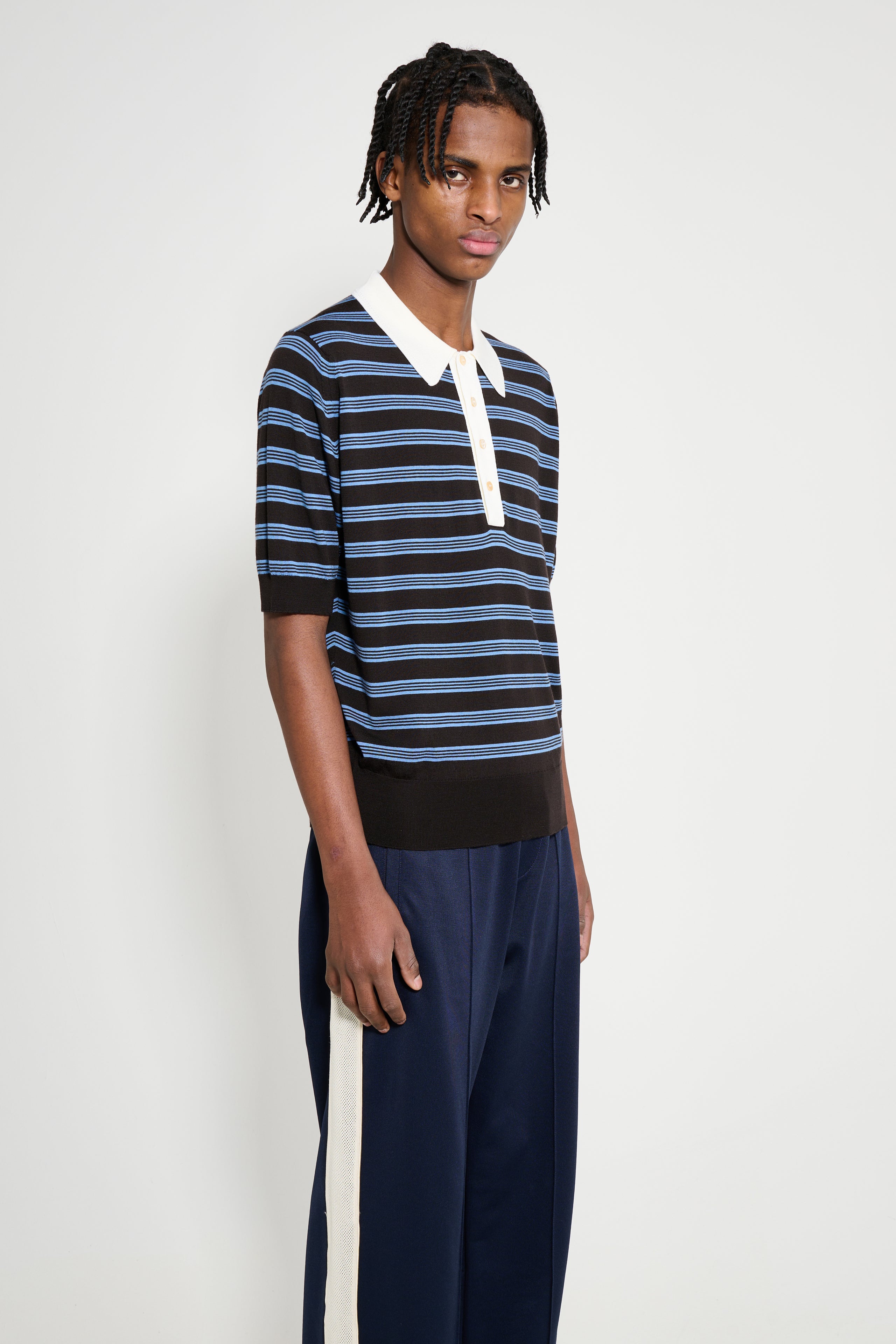 Wales Bonner Breeze Polo Dark Brown / Blue / Ivory