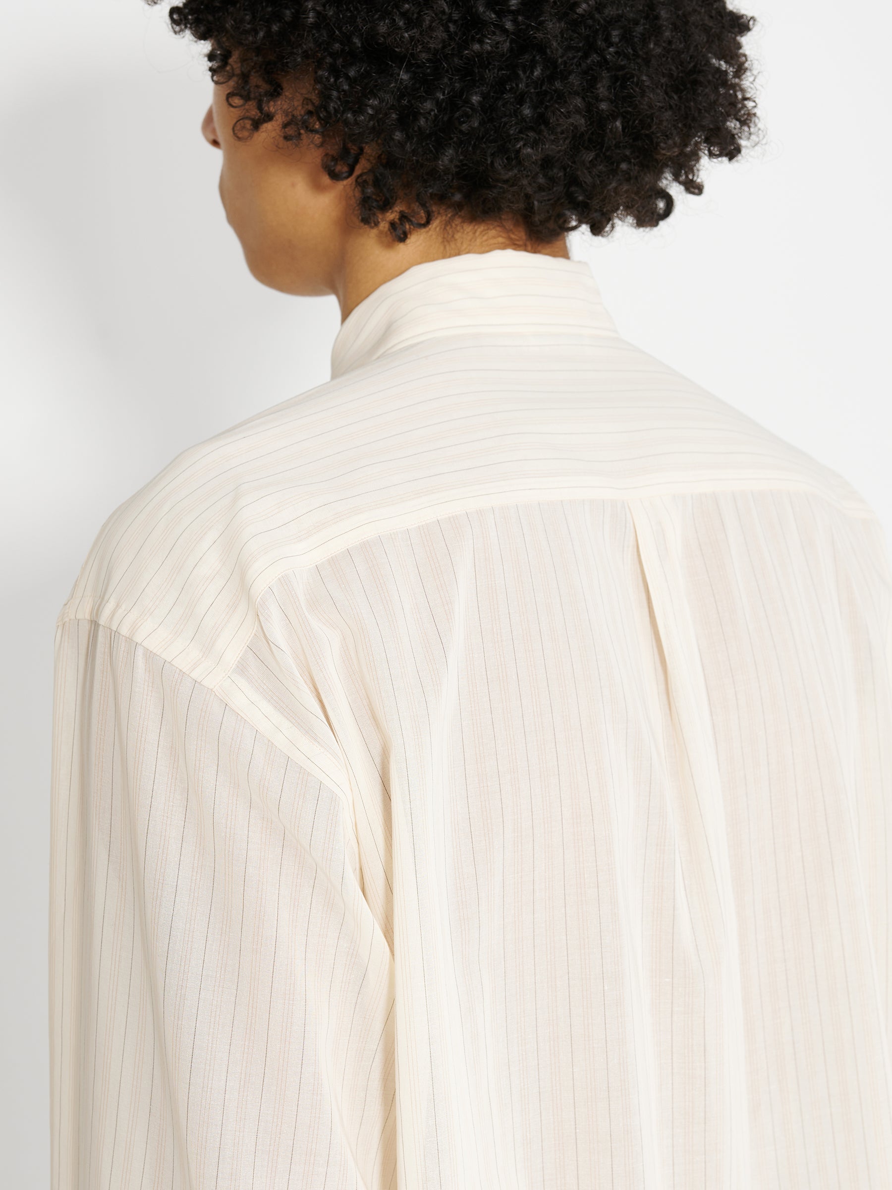 Auralee Hard Twist Finx Organdy Stripe Shirt Light Beige Stripe