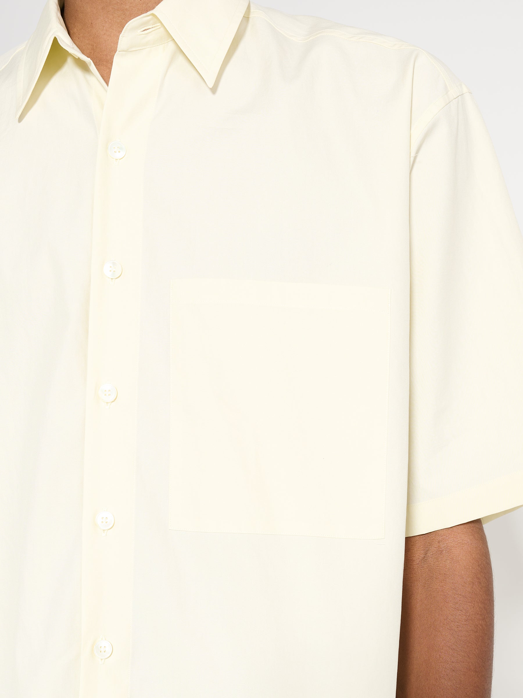 Auralee Washed Finx Twill Big Half Sleeved Shirt Light Yellow