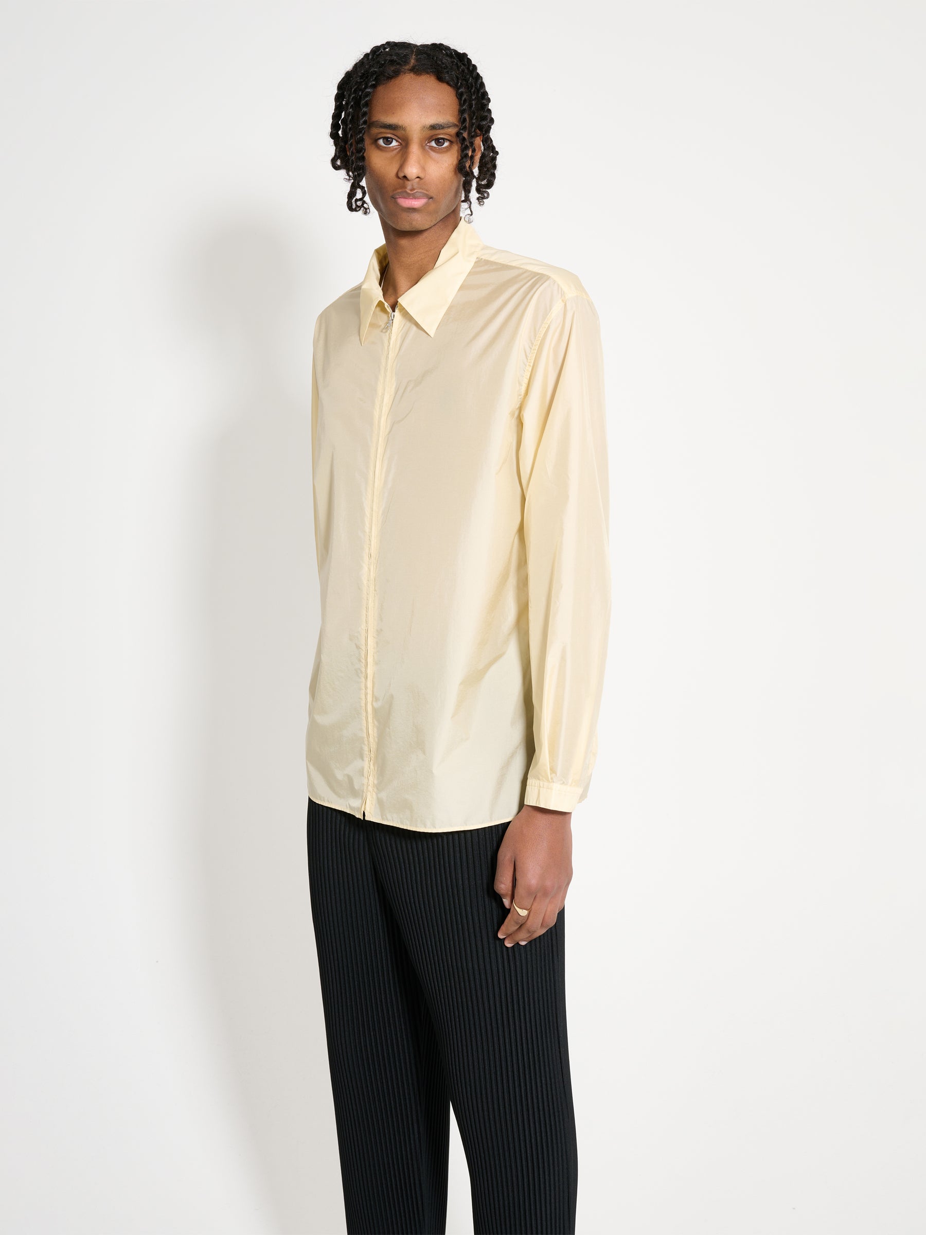 Auralee Light Nylon Zip Shirt Light Yellow