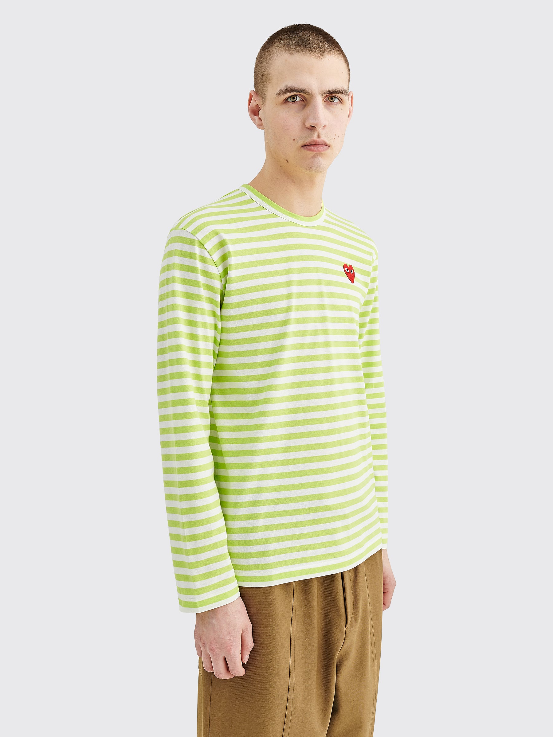 Comme des Garçons Play Small Heart LS T-shirt Stripe Green