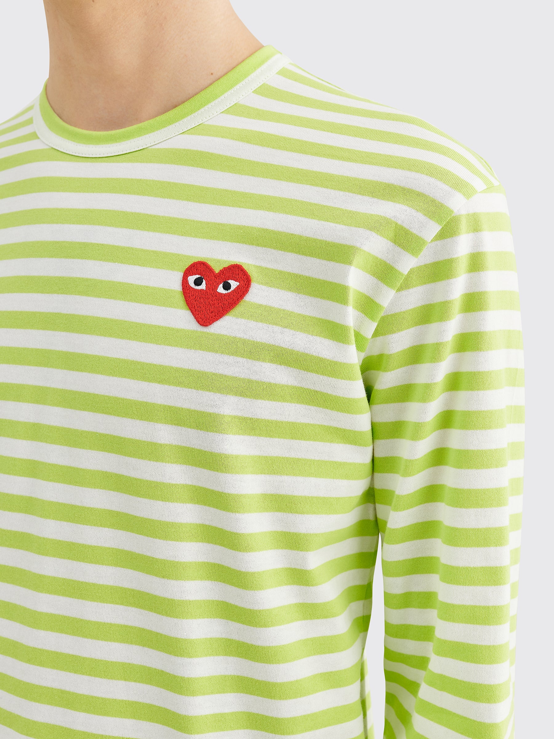 Comme des Garçons Play Small Heart LS T-shirt Stripe Green