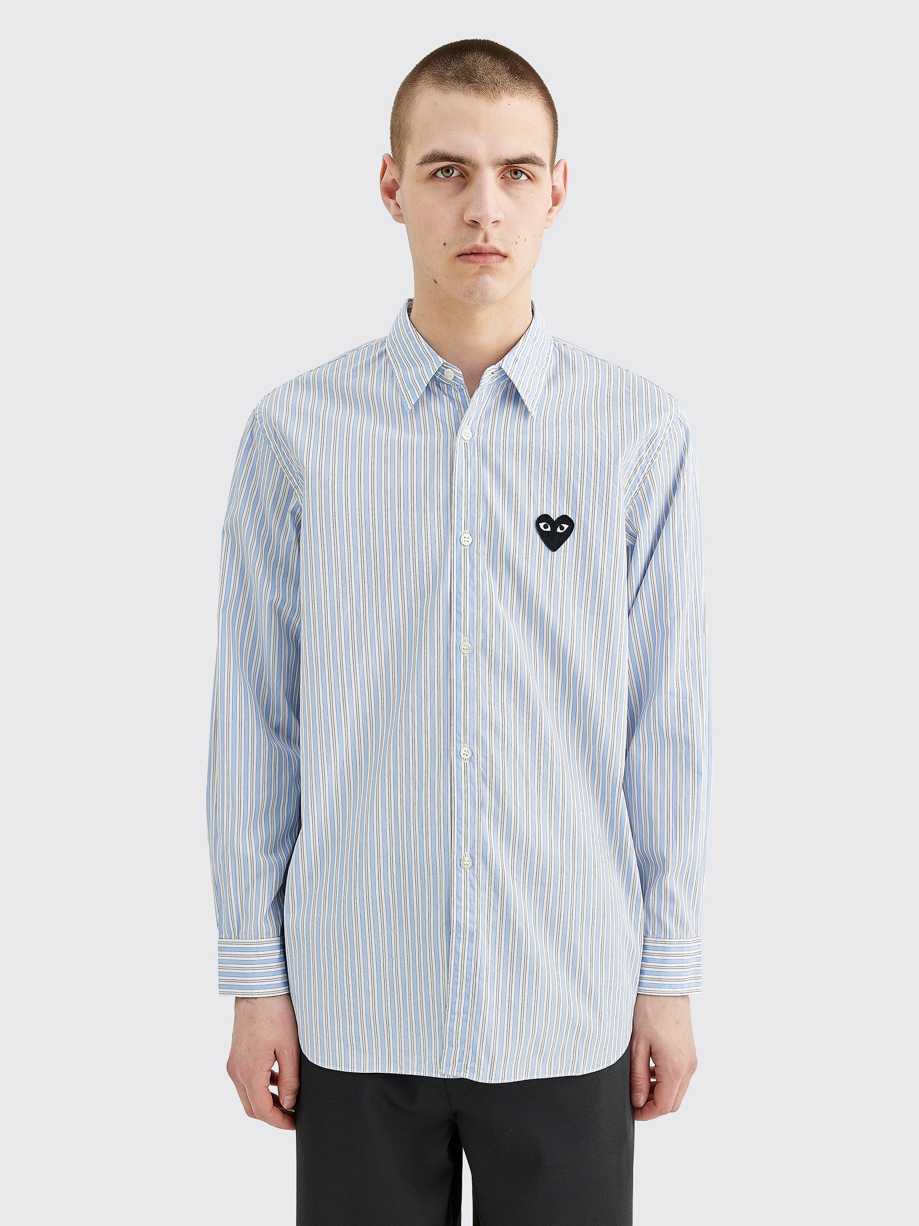 Comme des Garçons Play Small Heart LS Shirt Stripe Blue / White