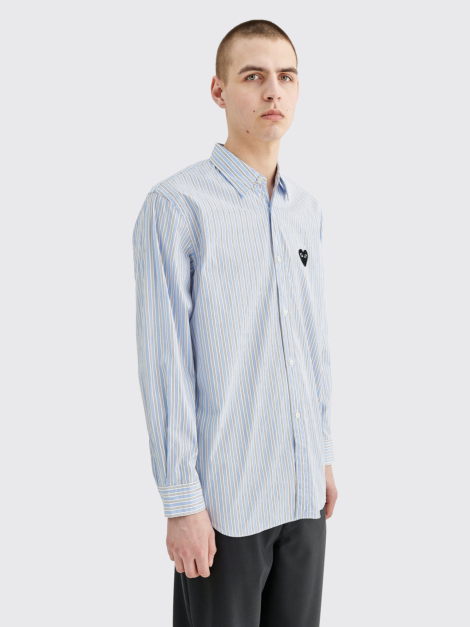 Comme des Garçons Play Small Heart LS Shirt Stripe Blue / White