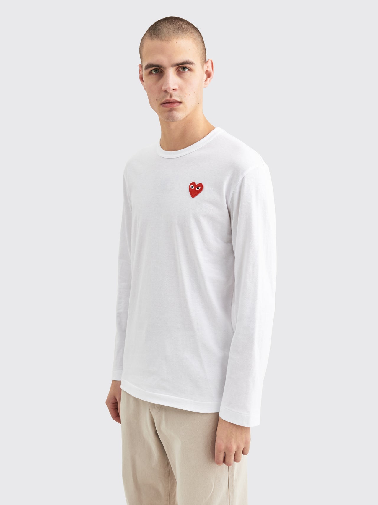 Comme des Garçons Play Small Heart LS T-shirt White Red
