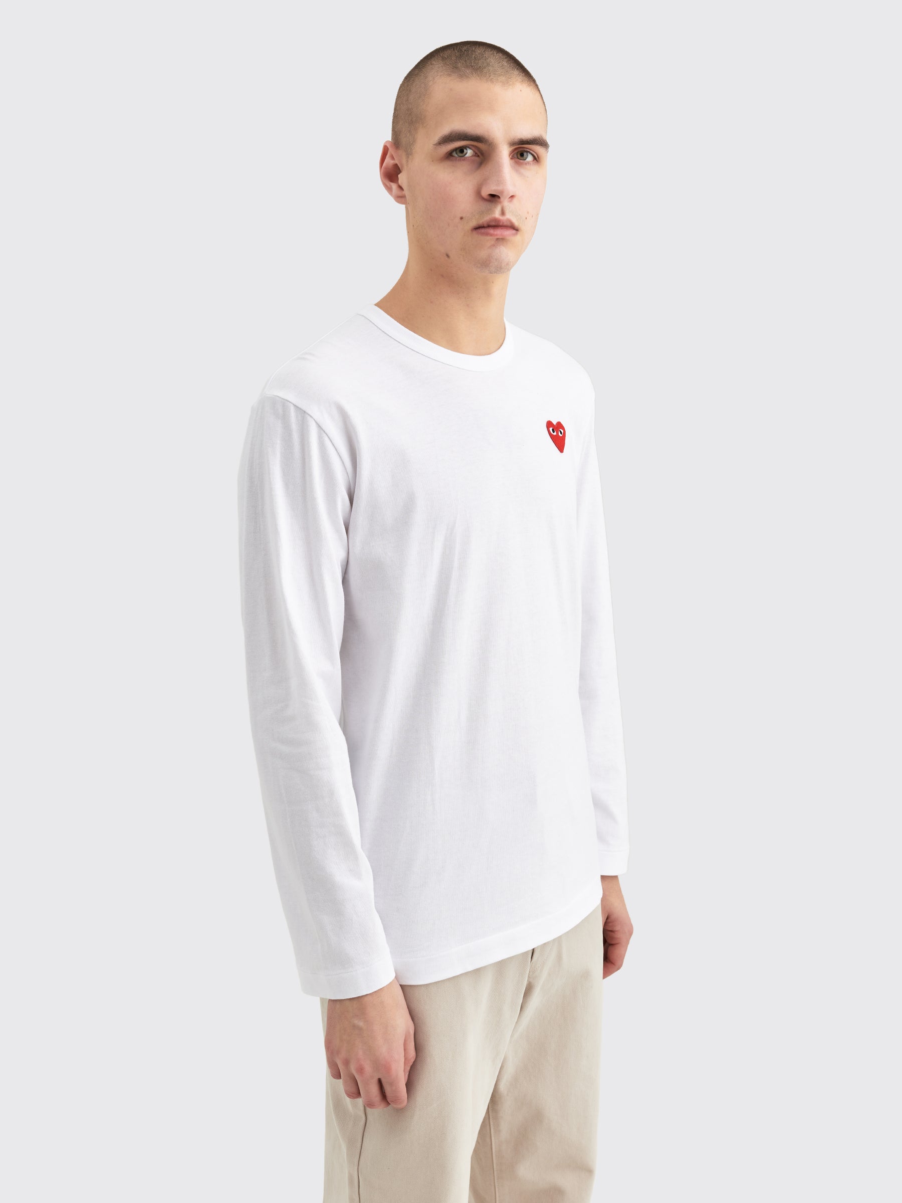 Comme des Garçons Play Small Heart LS T-shirt White Red