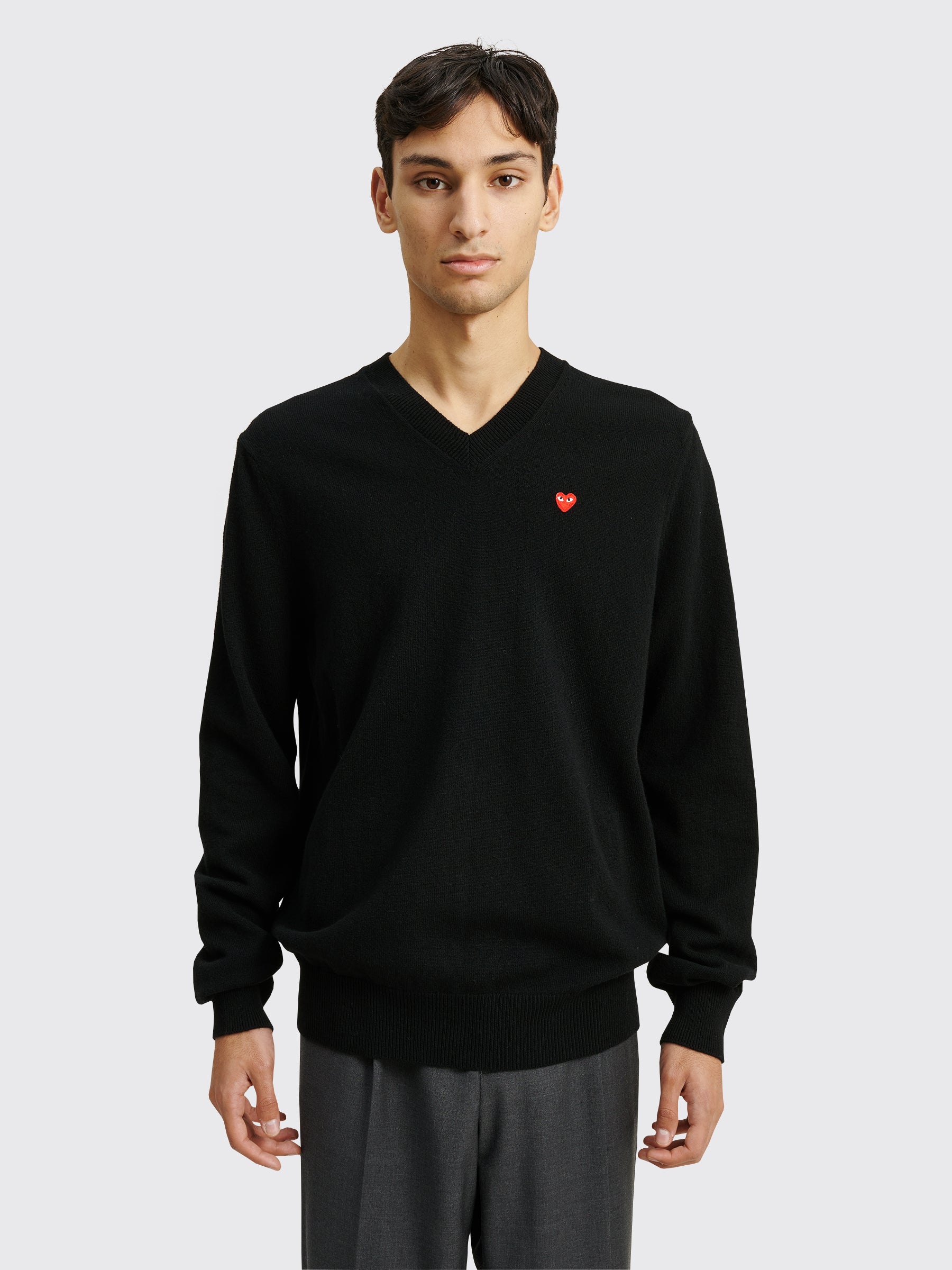 Comme des Garçons Play Mini Heart V-Neck Knit Sweater Black