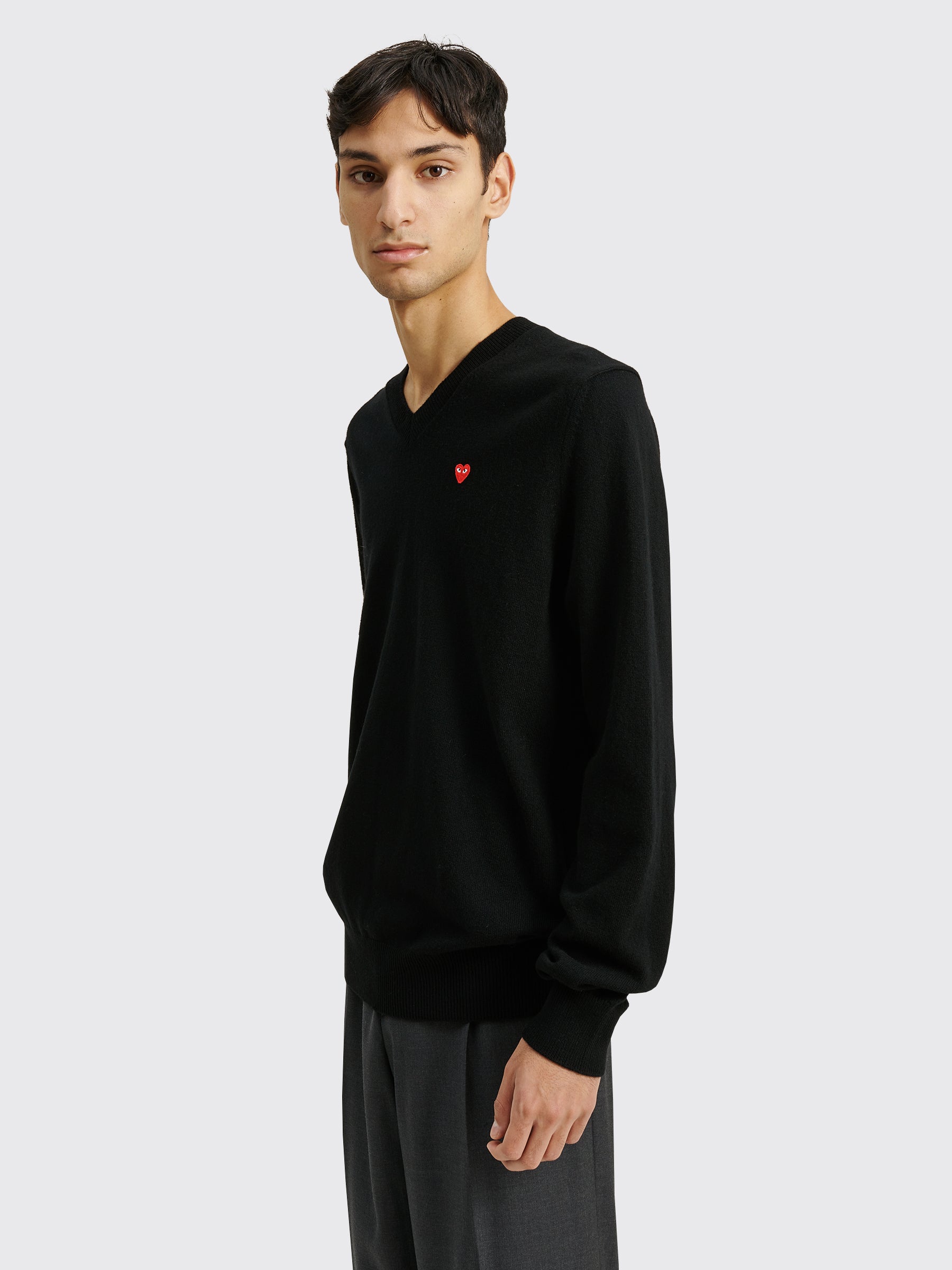 Comme des Garçons Play Mini Heart V-Neck Knit Sweater Black