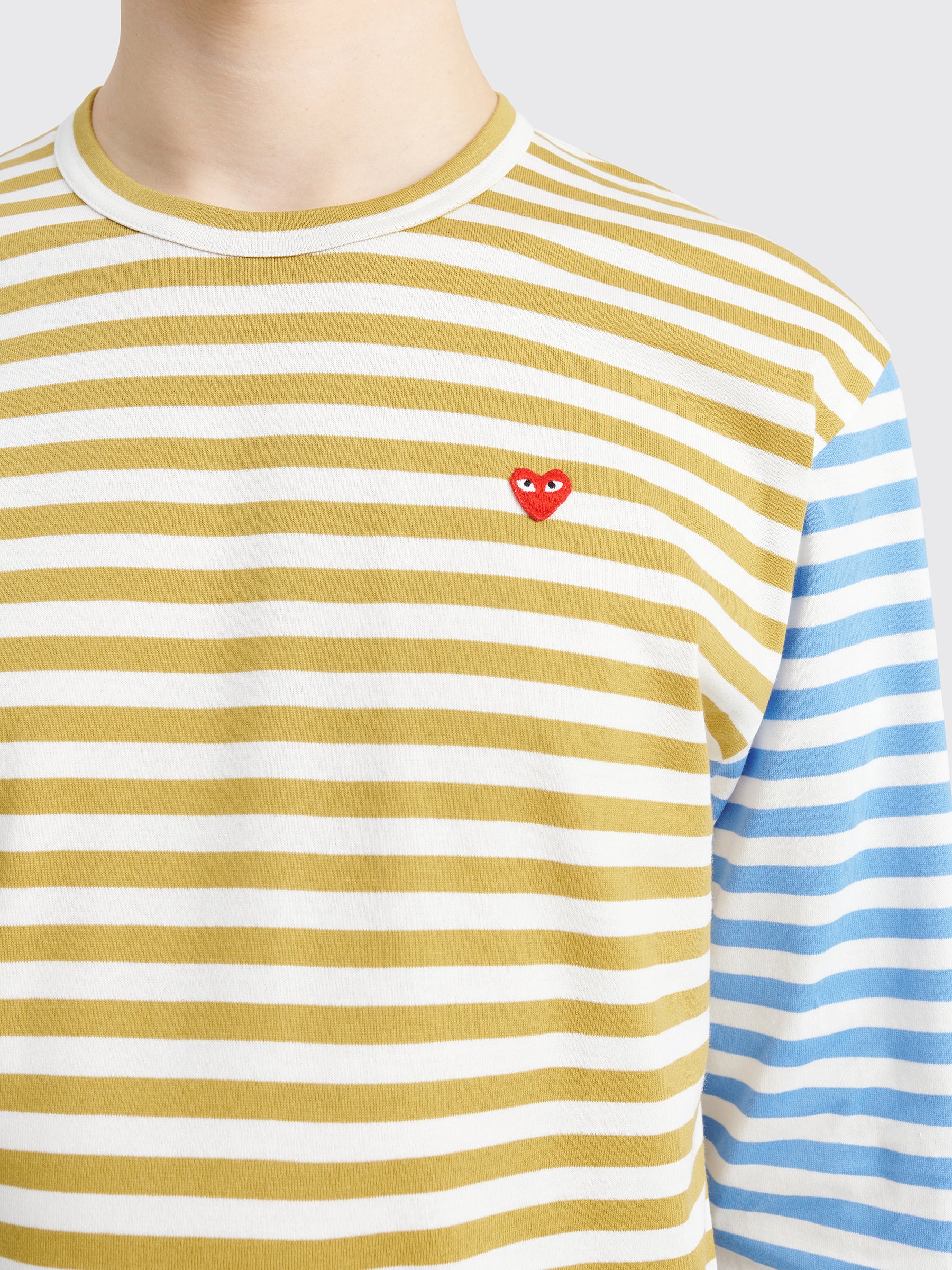 Comme des Garçons Play Mini Heart LS T-shirt Stripe Olive / Blue