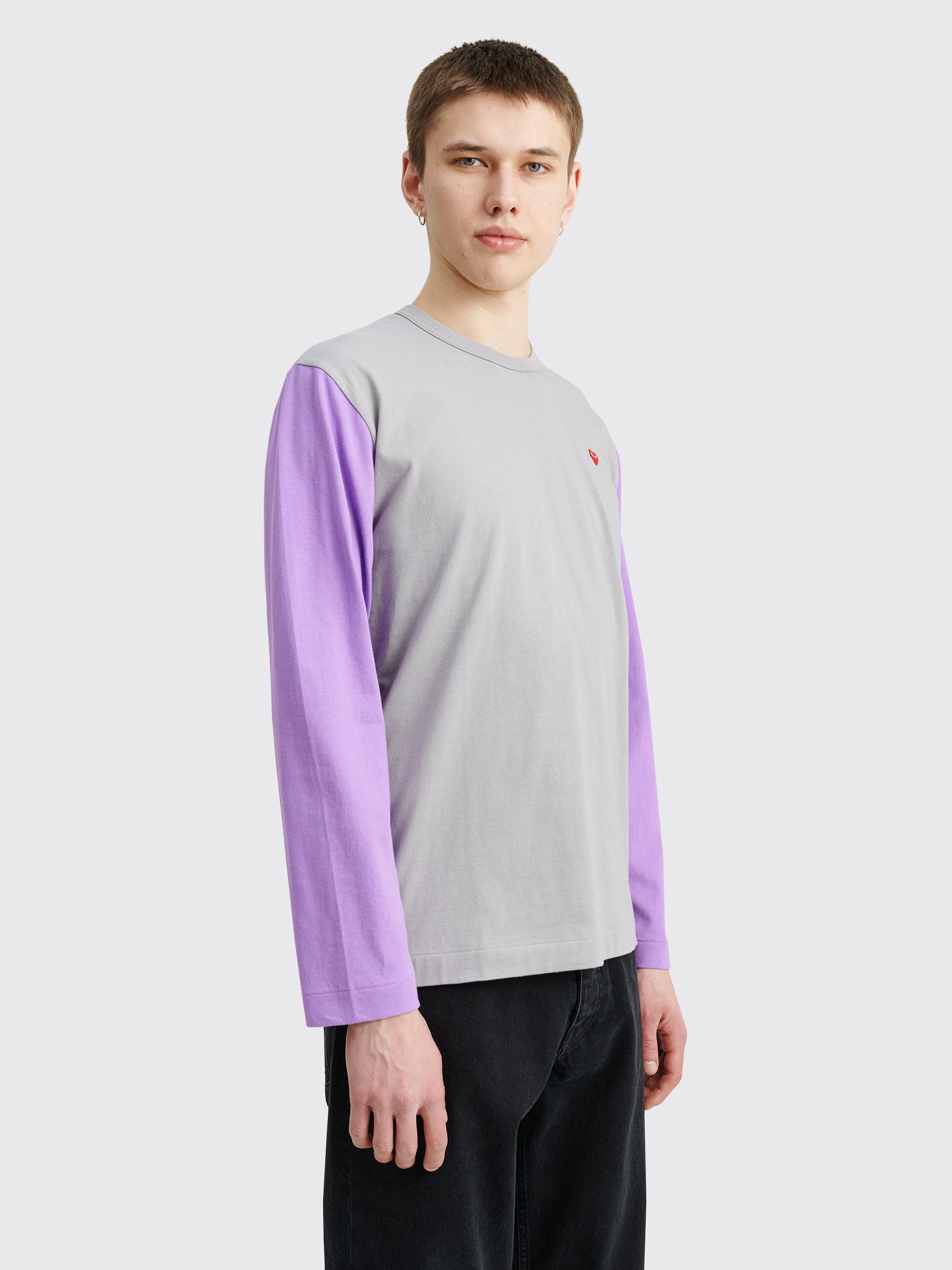 Comme des Garçons Play Mini Heart LS T-shirt Grey / Purple