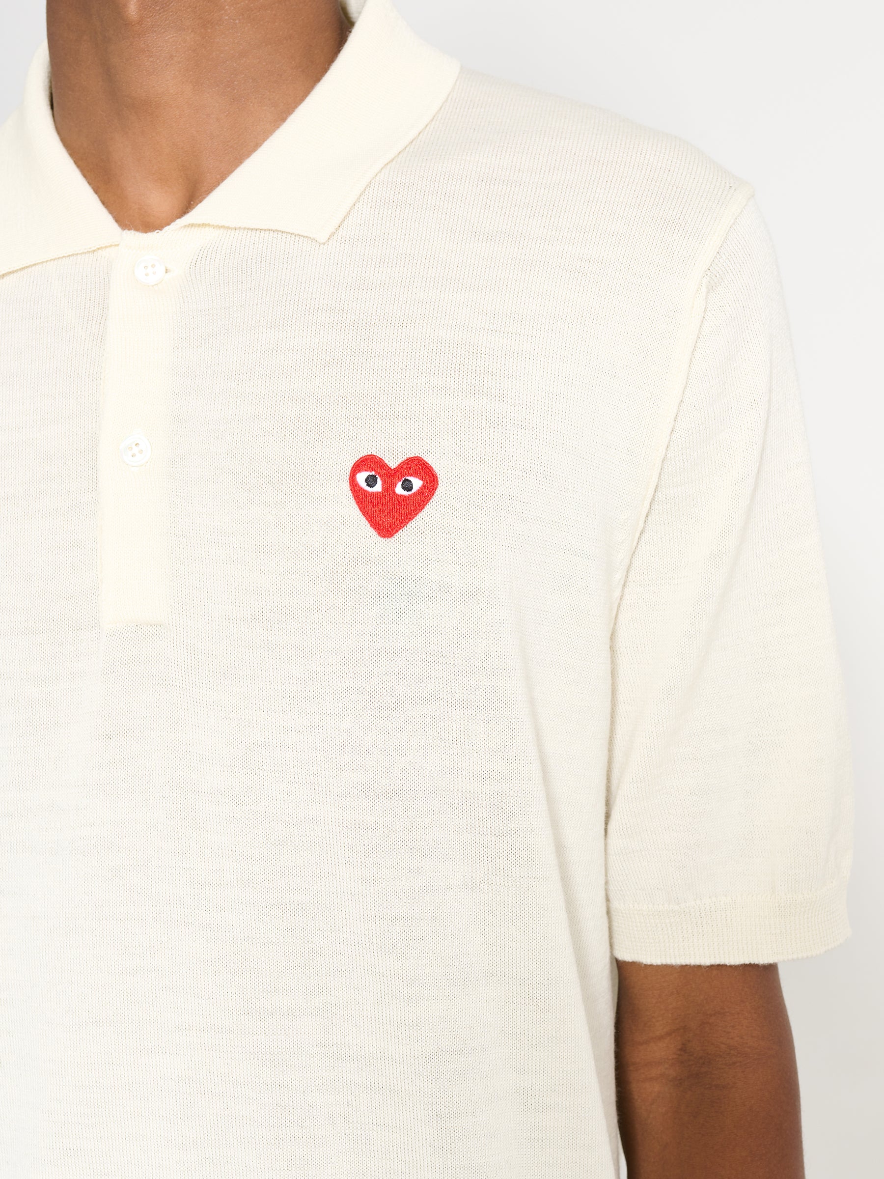 Comme des Garçons PLAY Polo Neck Short Sleeve Shirt White