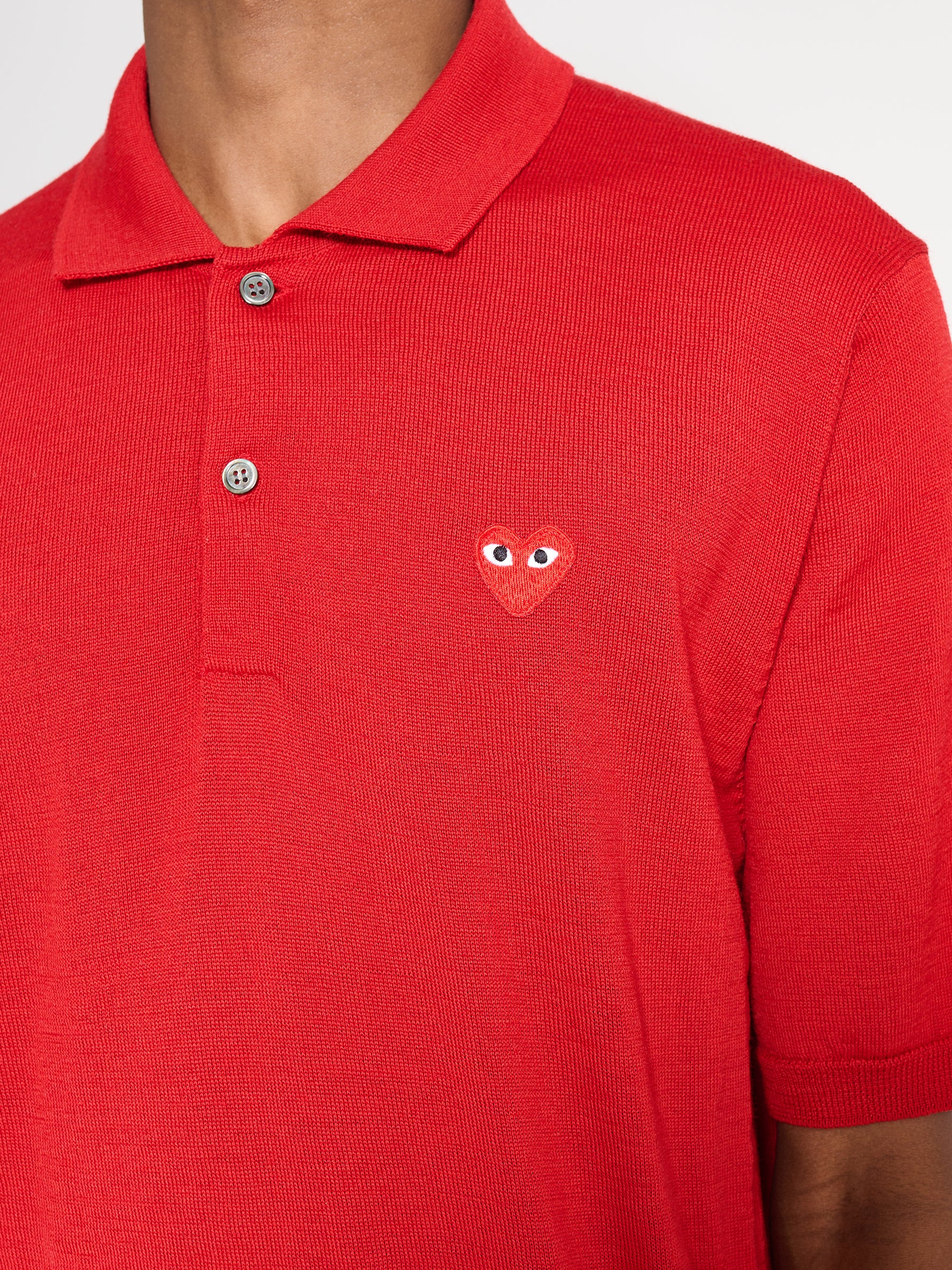 Comme des Garçons PLAY Polo Neck Short Sleeve Shirt Red