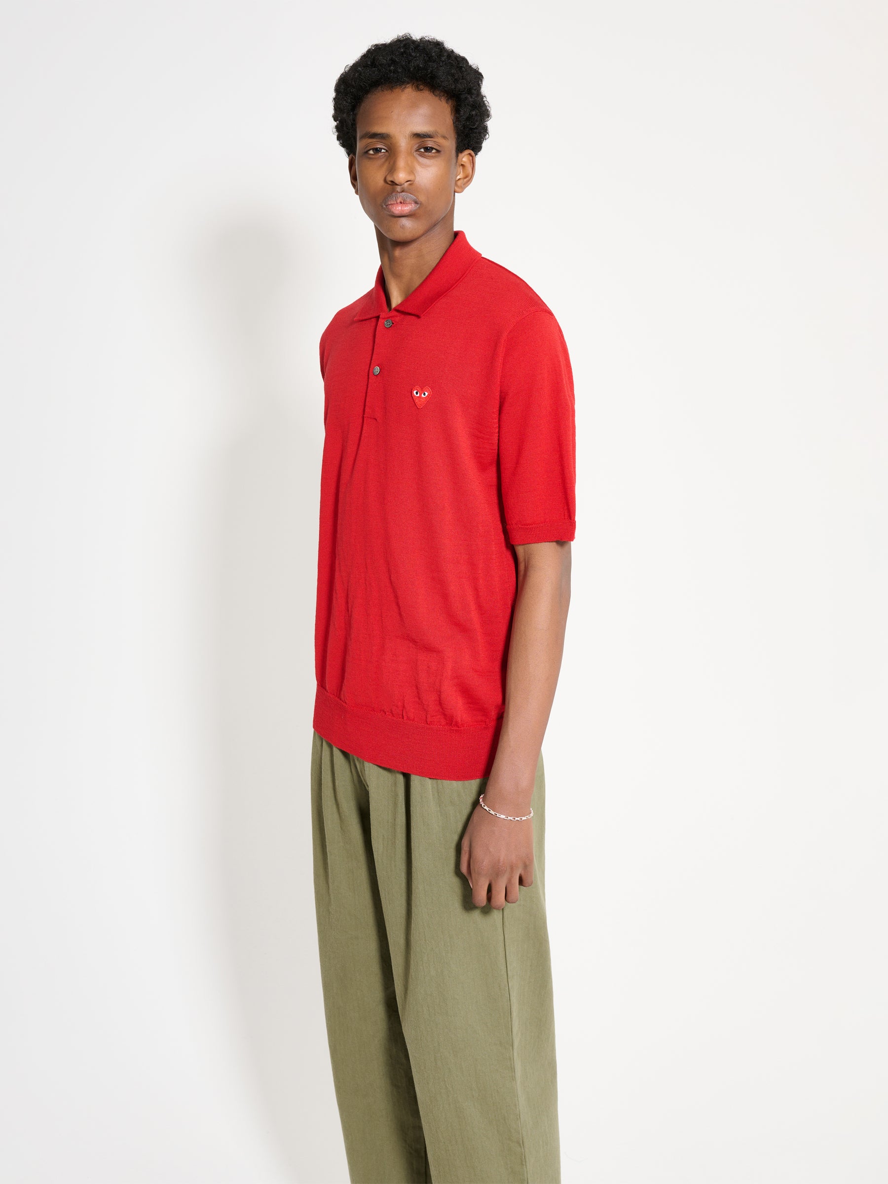 Comme des Garçons PLAY Polo Neck Short Sleeve Shirt Red